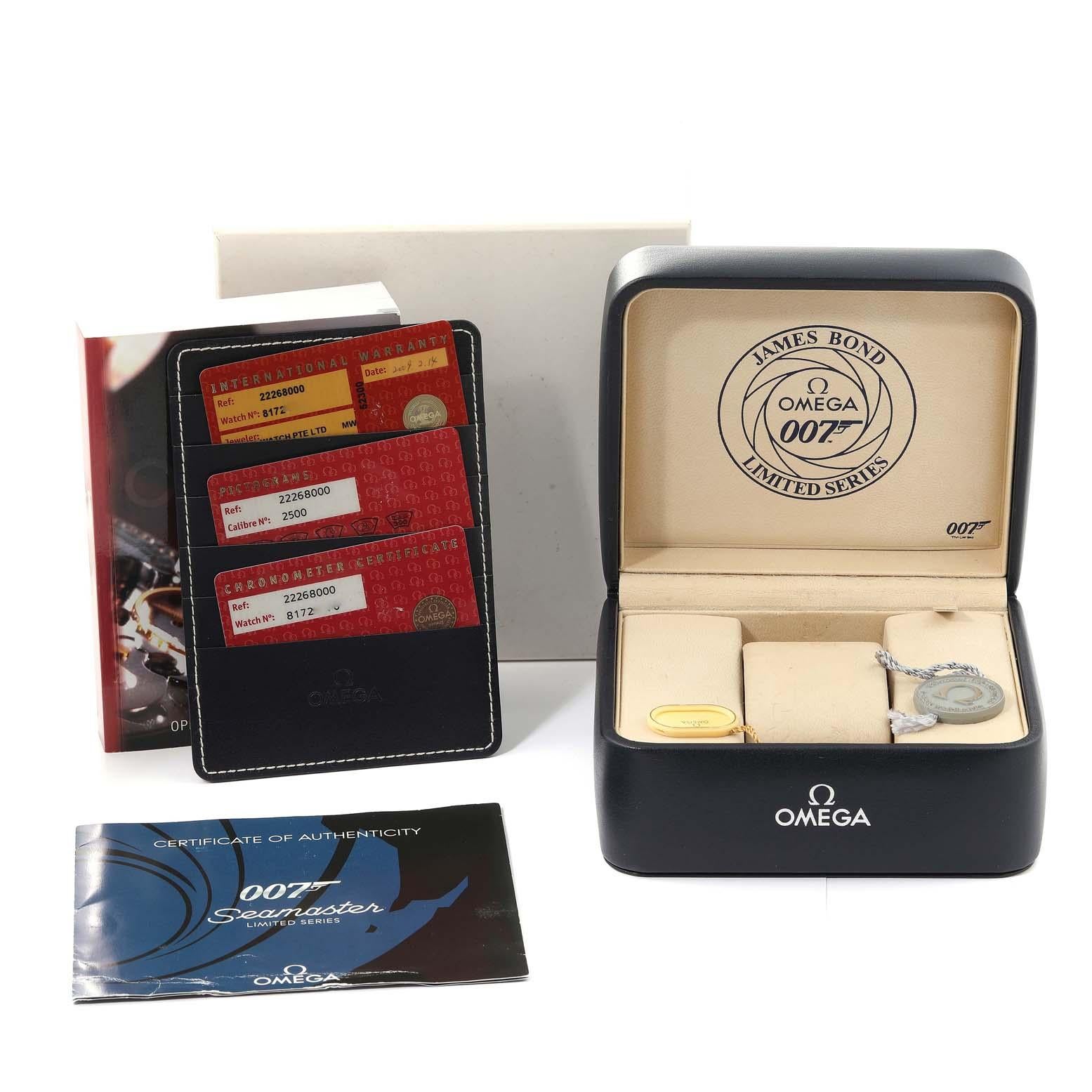 Omega Seamaster Bond 007 Limited Edition Steel Mens Watch 2226.80.00 Box Card en vente 2
