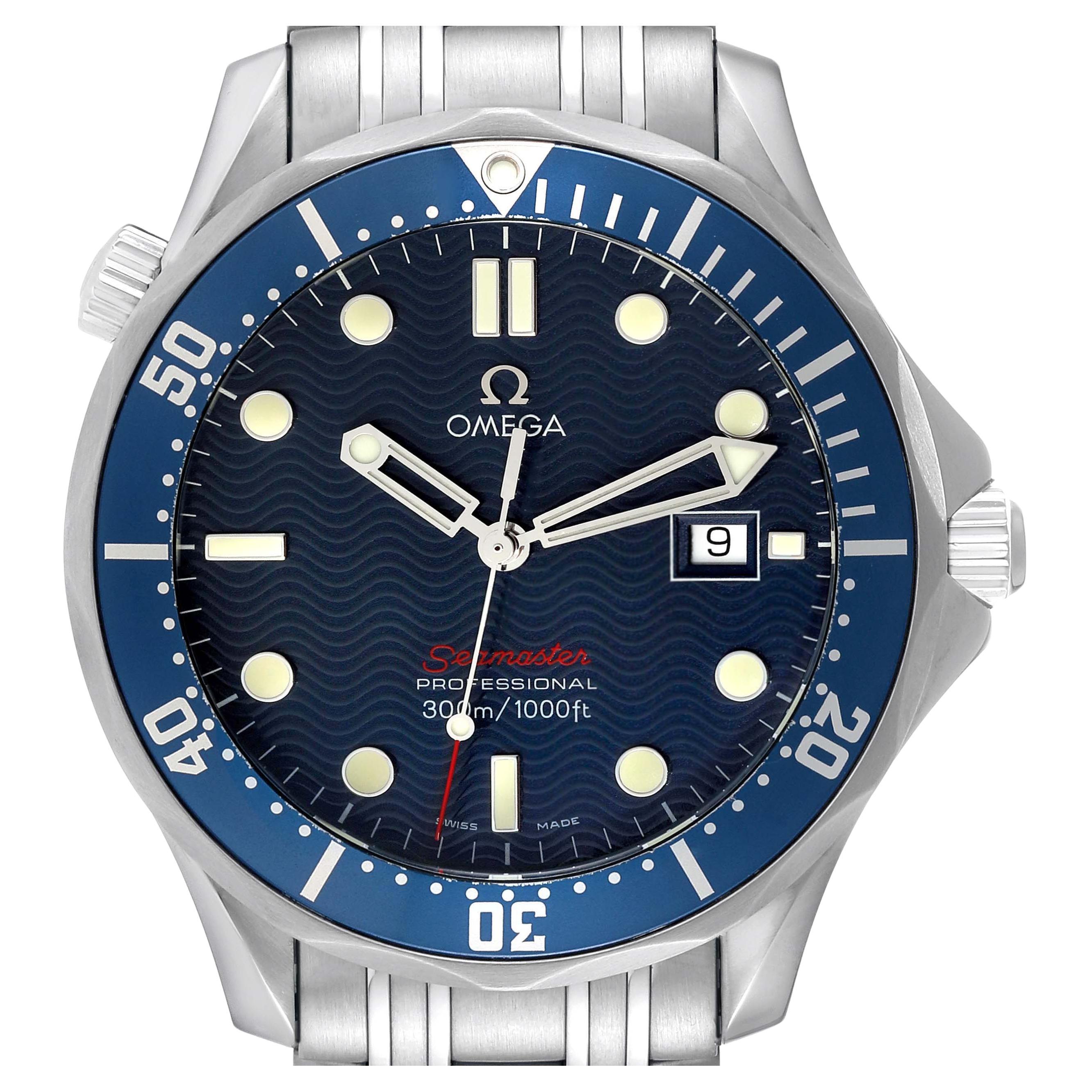 Omega Seamaster Bond 300M Blue Dial Steel Mens Watch 2221.80.00 Box Card