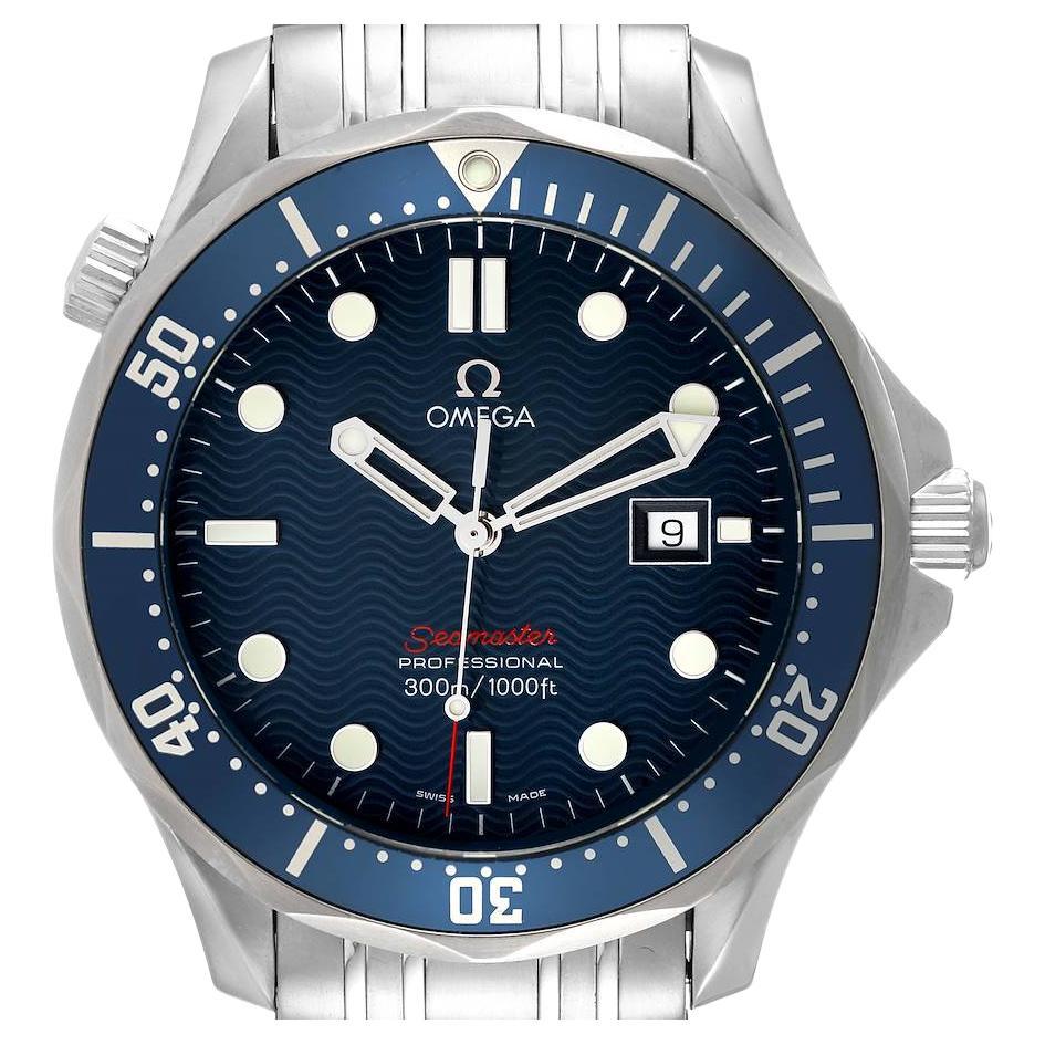 Omega Seamaster Bond 300m Blue Wave Dial Mens Watch 2221.80.00 For Sale