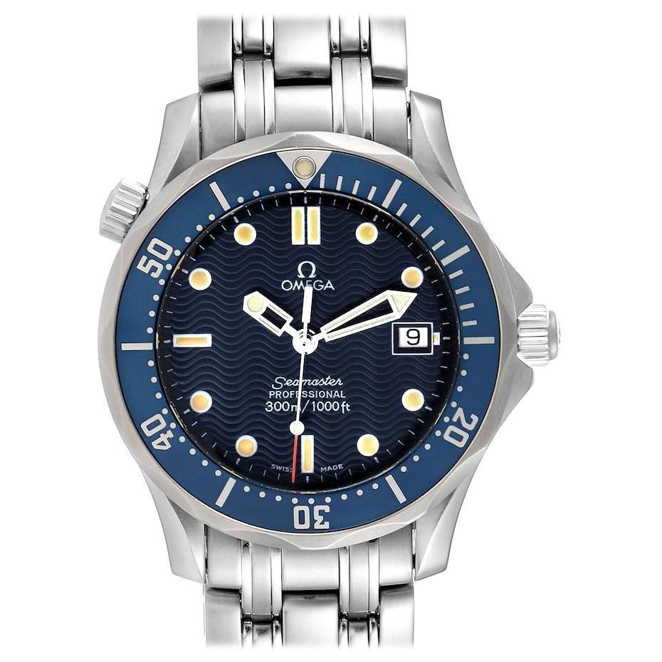 Omega Seamaster Bond 36 Midsize Blue Dial Steel Mens Watch 2561.80.00 Card For Sale