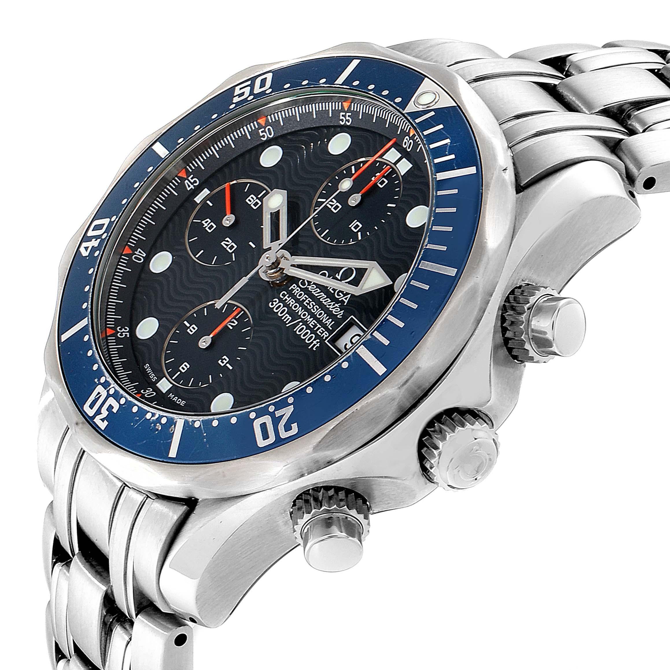 Omega Seamaster Bond Chrono Blue Wave Dial Men’s Watch 2599.80.00 For Sale 1