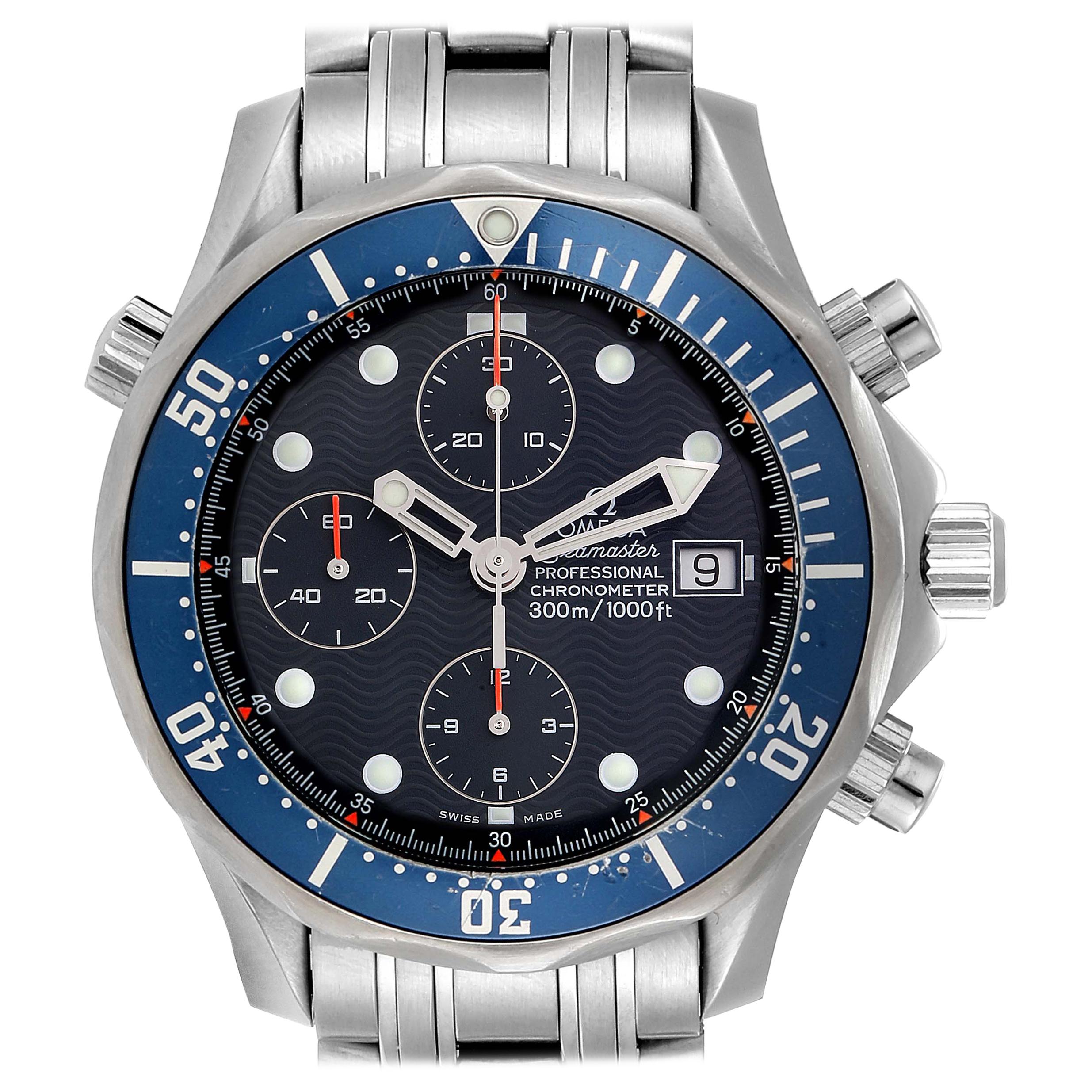 Omega Seamaster Bond Chrono Blue Wave Dial Men’s Watch 2599.80.00 For Sale