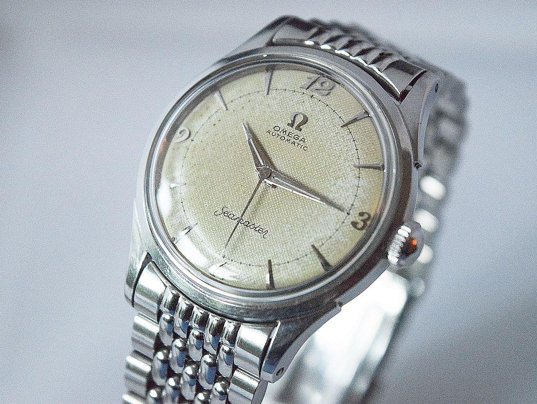 Omega SeaMaster Bumper Automatic original Textured dial steel with Rice bracelet In Good Condition In London, GB
