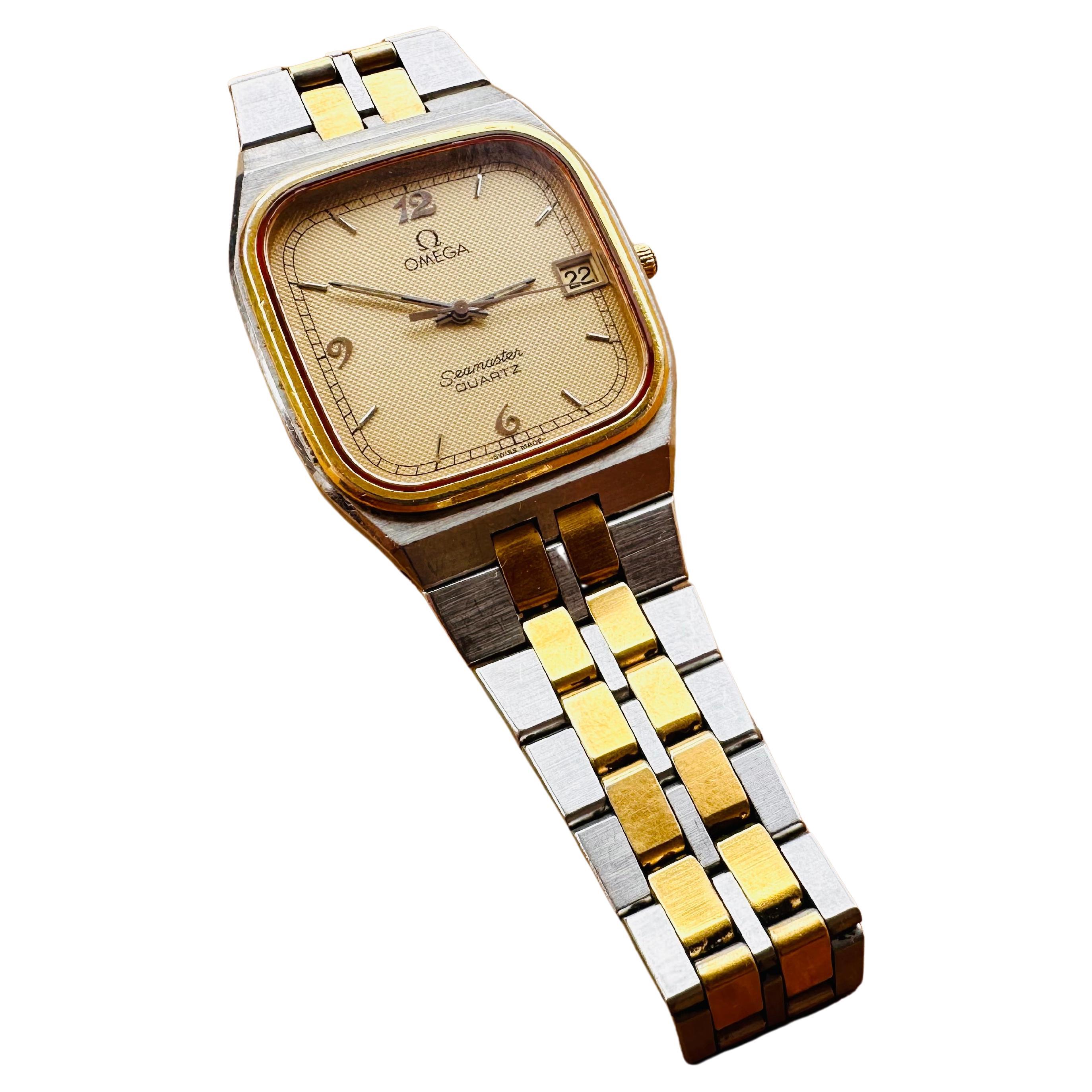Omega Seamaster Cal 1332 Honeycomb Dial Gold Plated And Stainless-steel Watch 80 For Sale