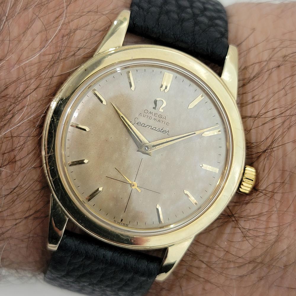 Omega Seamaster Cal 344 14k Solid Gold 35mm Herren Handaufzug 1950s Vintage RA572 im Angebot 10