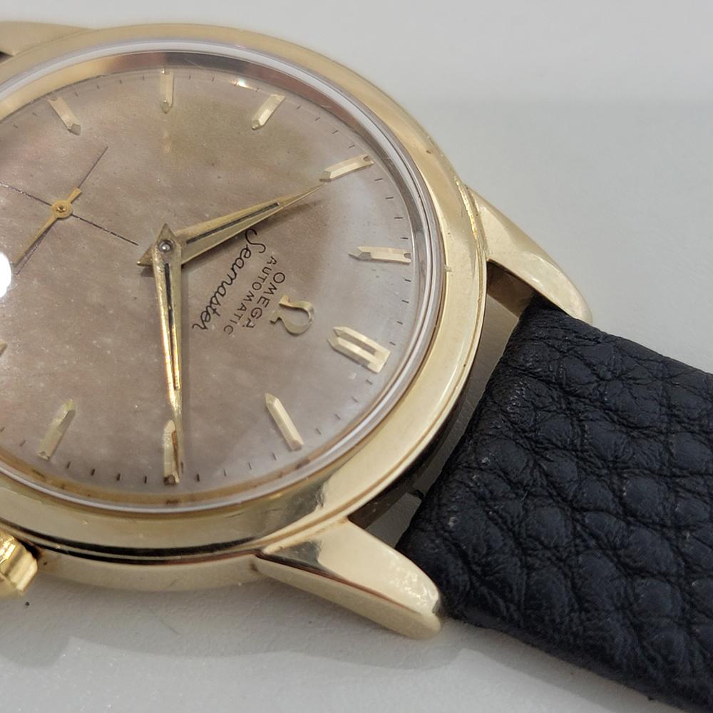Omega Seamaster Cal 344 14k Solid Gold 35mm Herren Handaufzug 1950s Vintage RA572 im Angebot 3