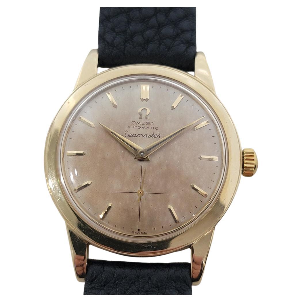 Omega Seamaster Cal 344 14k Solid Gold 35mm Mens Manual Wind 1950s Vintage RA572