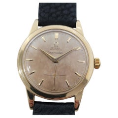 Omega Seamaster Cal 344 14k Solid Gold 35mm Mens Manual Wind 1950s Vintage RA572