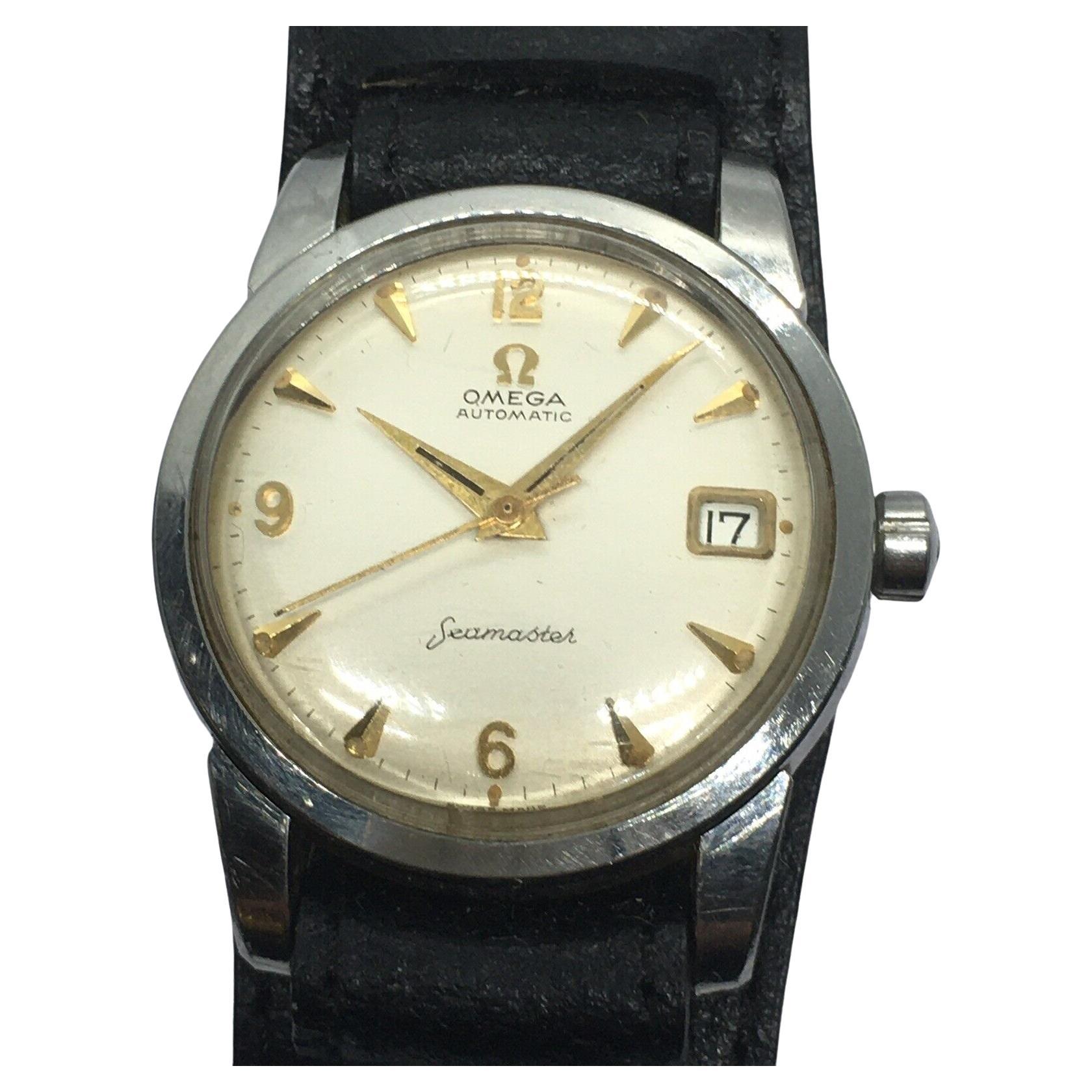 Omega Seamaster Calendar Vintage Stainless 34mm Case 2849 Automatic Wrist Watch en vente