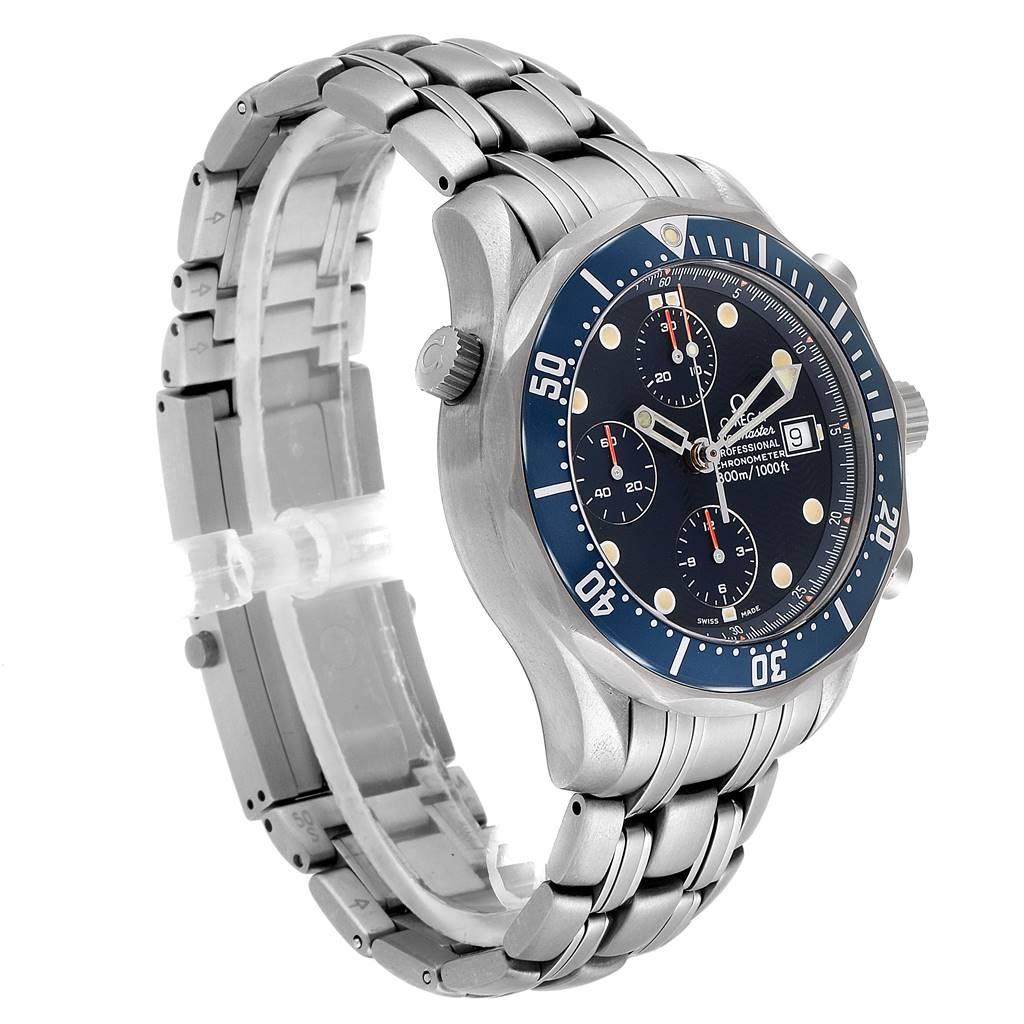 Omega Seamaster Chrono Diver Blue Dial Titanium Men's Watch 2298.80.00 In Excellent Condition For Sale In Atlanta, GA