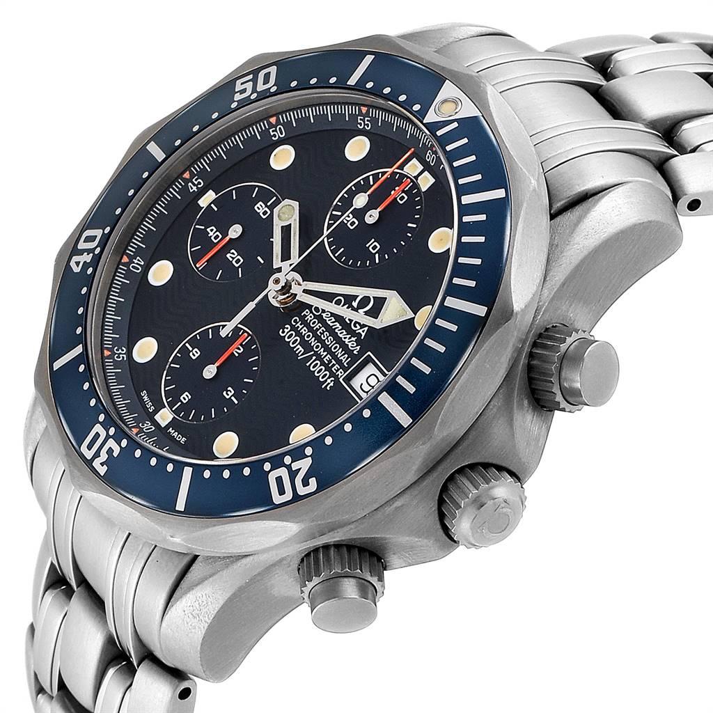 Omega Seamaster Chrono Diver Blue Dial Titanium Men's Watch 2298.80.00 For Sale 2
