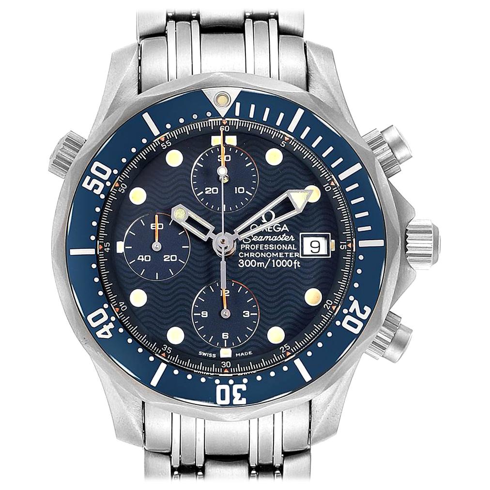 Omega Seamaster Chrono Diver Blue Dial Titanium Men's Watch 2298.80.00 For Sale