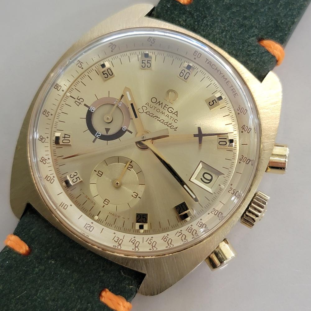 Omega Seamaster Chronograph 176007 Gold gekappt Herren 1970er 39mm Automatik RA677 im Angebot 1