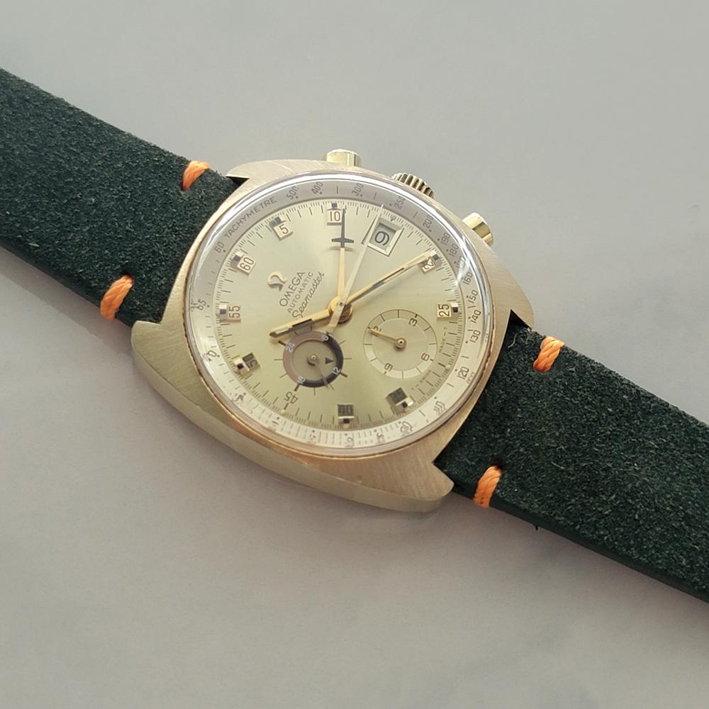 Omega Seamaster Chronograph 176007 Gold gekappt Herren 1970er 39mm Automatik RA677 im Angebot 4