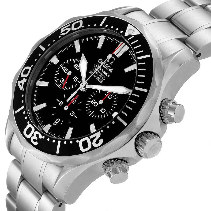 Men's Omega Seamaster Chronograph Black Dial Steel Mens Watch 2594.52.00 Card For Sale