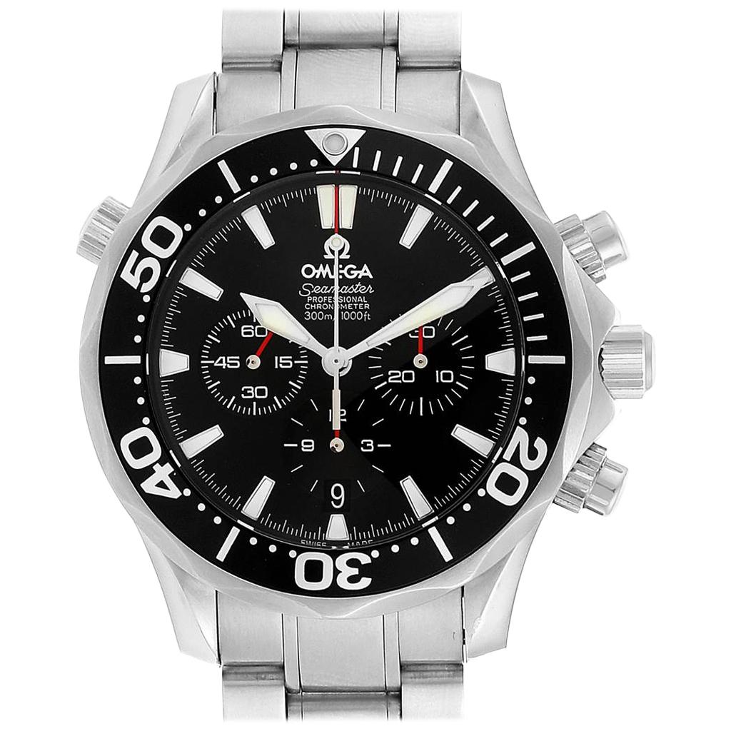 Omega Seamaster Chronograph Black Dial Watch 2594.52.00 Box Card