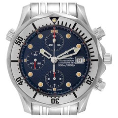 Omega Seamaster Chronograph Blue Dial Steel Mens Watch 2598.80.00 Box Card