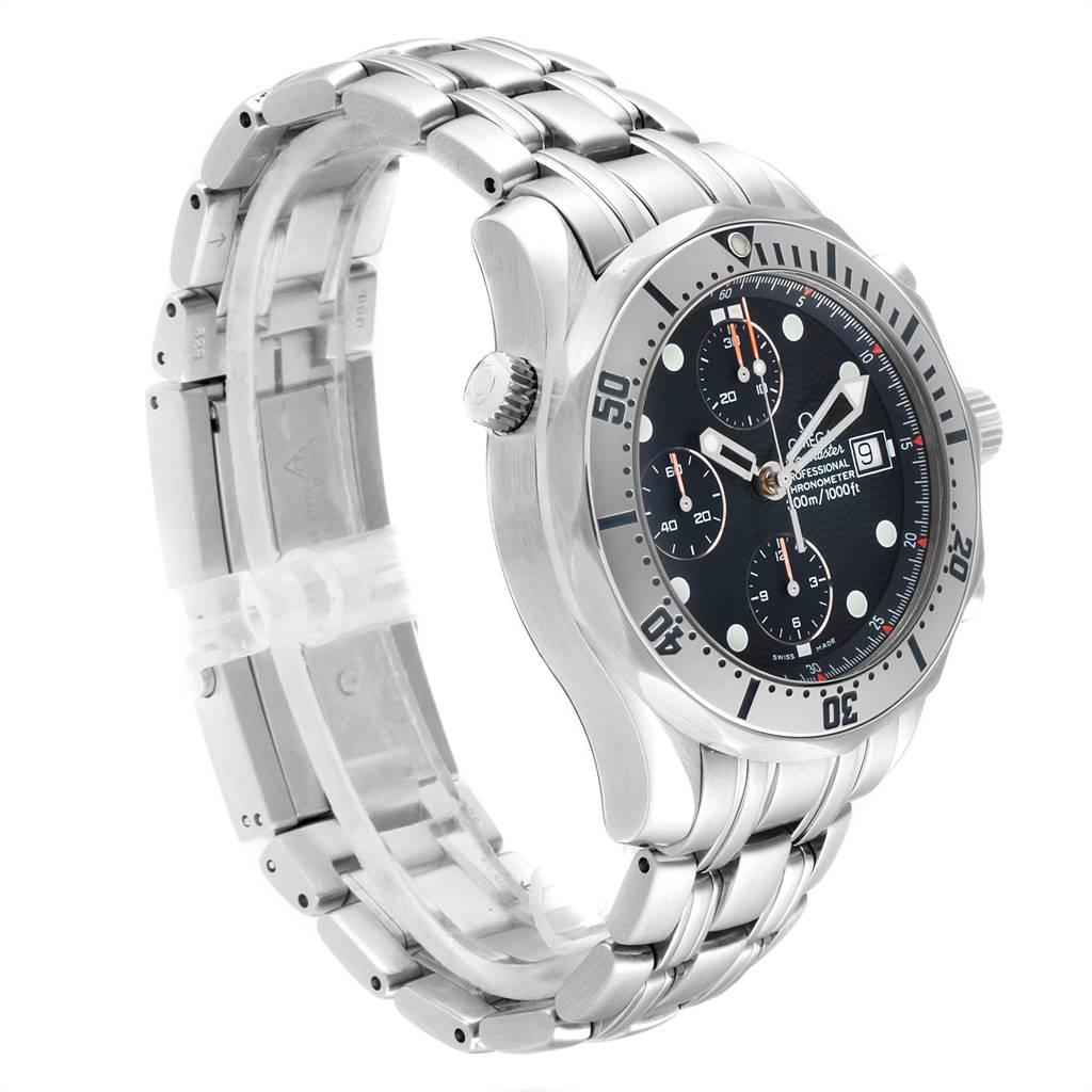 Omega Seamaster Chronograph Blue Dial Steel Men's Watch 2598.80.00 Card In Excellent Condition For Sale In Atlanta, GA