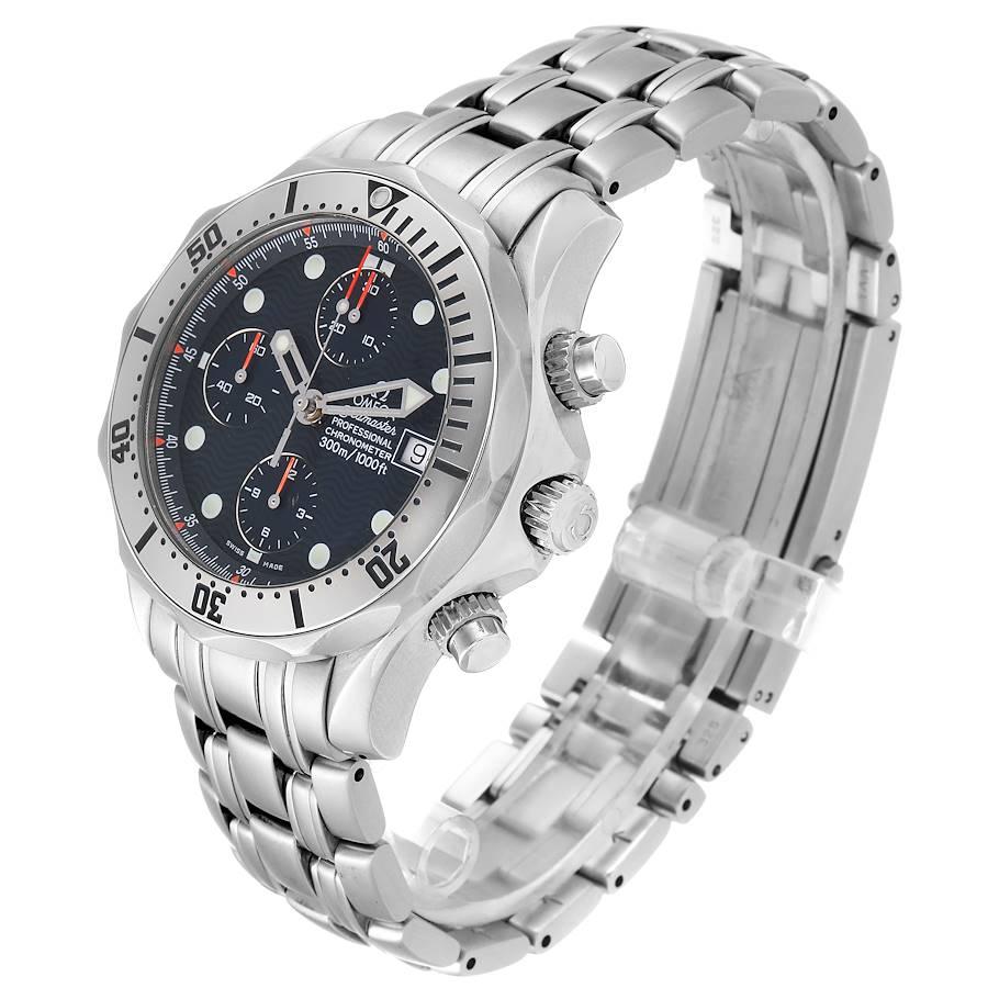 Omega Seamaster Chronograph Blue Dial Steel Men's Watch 2598.80.00 Card For Sale 1