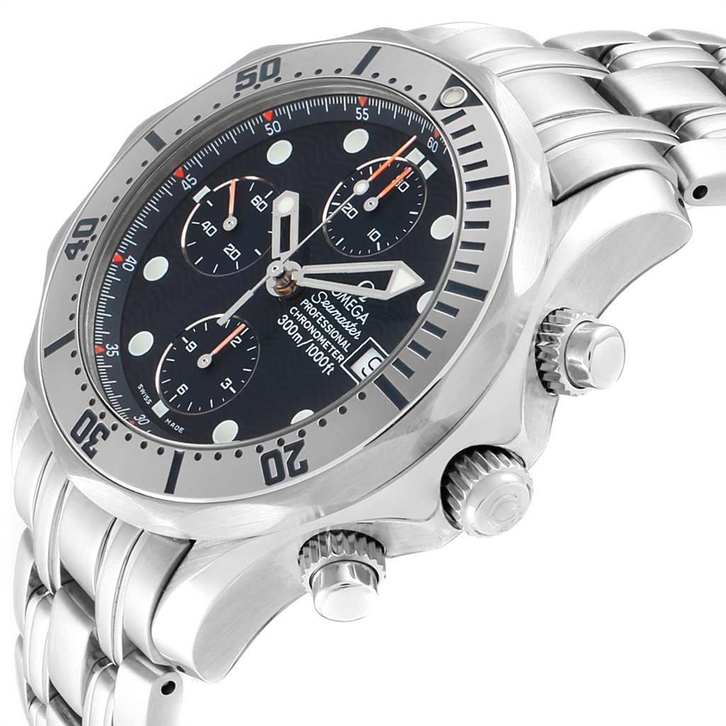 Omega Seamaster Chronograph Blue Dial Steel Men's Watch 2598.80.00 Card For Sale 2