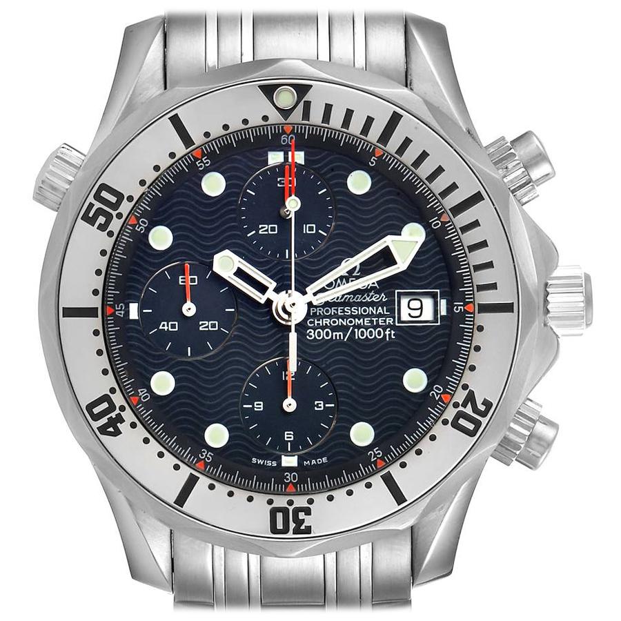 Omega Seamaster Chronograph Blue Dial Steel Men's Watch 2598.80.00 Card