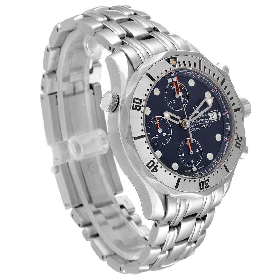 Omega Seamaster Chronograph Blue Dial Steel Mens Watch 2598.80.00 In Excellent Condition In Atlanta, GA