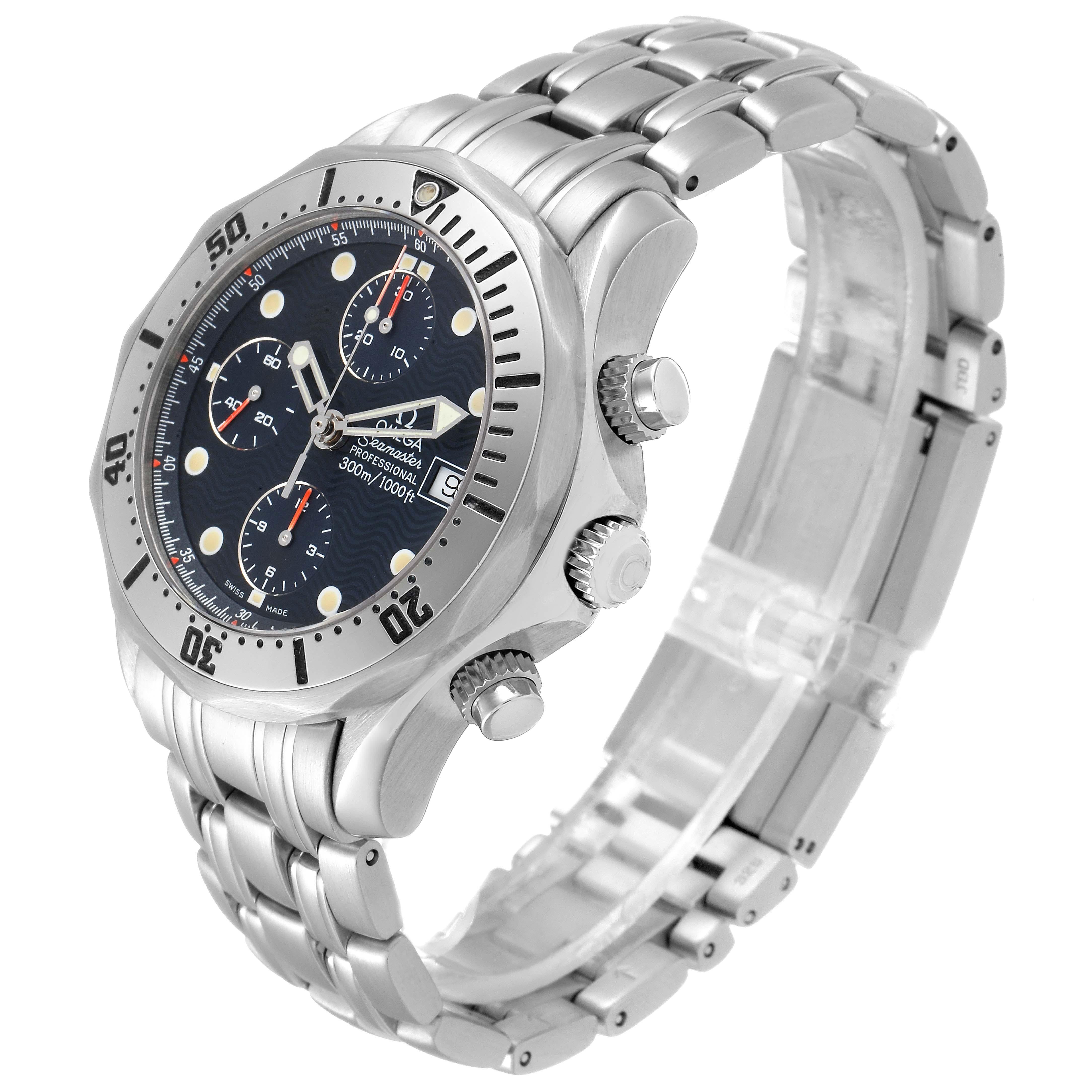 Men's Omega Seamaster Chronograph Blue Dial Steel Mens Watch 2598.80.00 For Sale