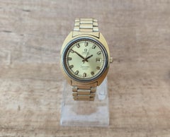 Omega Seamaster Cosmic 2000 Ref 166.130 Rare Golden Dial Gold Plated Men Watch