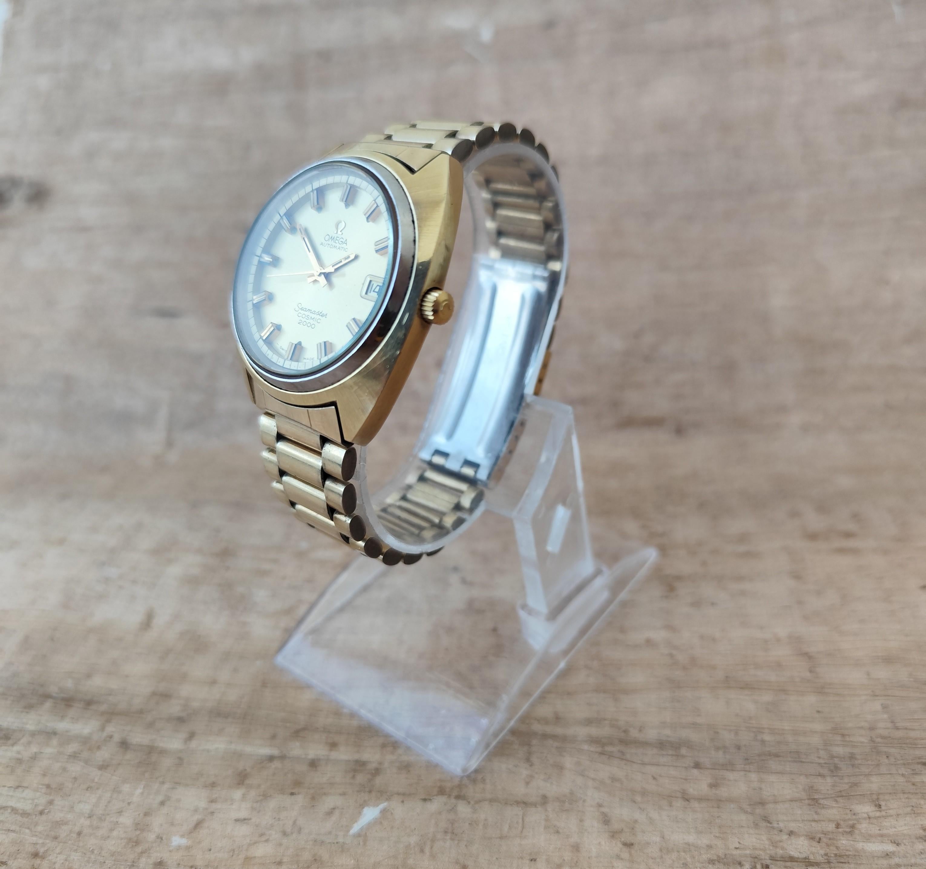 Reloj Omega Seamaster Cosmic 2000 Ref 166.130 Raro Esfera Dorada Chapado en Oro Hombre en venta 1