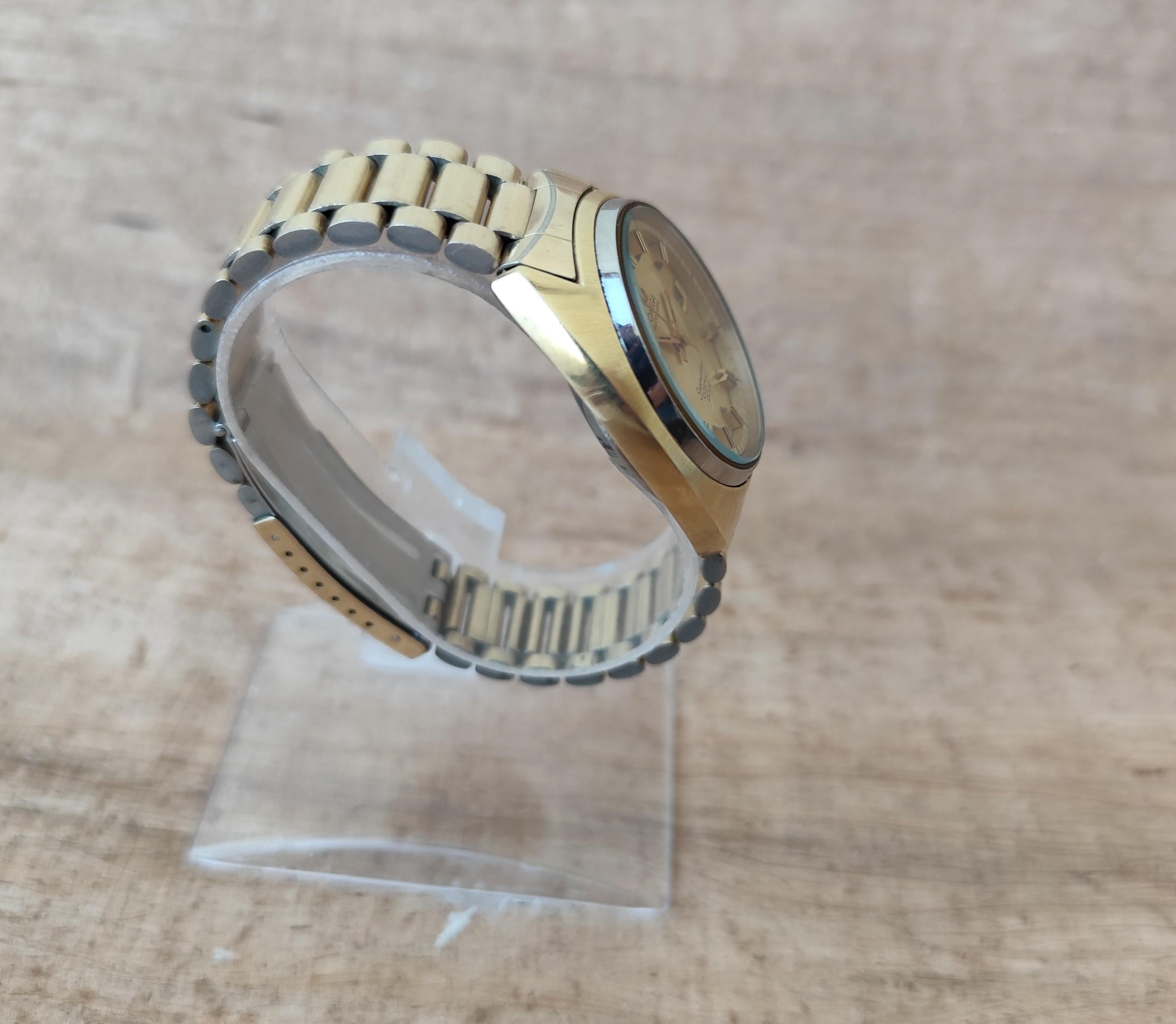 Reloj Omega Seamaster Cosmic 2000 Ref 166.130 Raro Esfera Dorada Chapado en Oro Hombre en venta 5