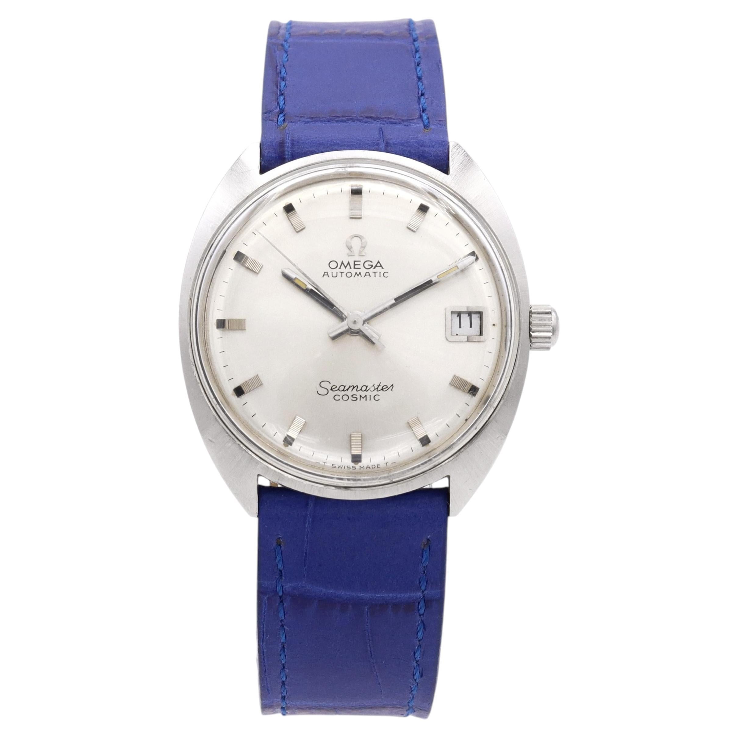 Montre homme Omega Seamaster Cosmic en acier inoxydable, à date et à remontage automatique, réf. 166.023