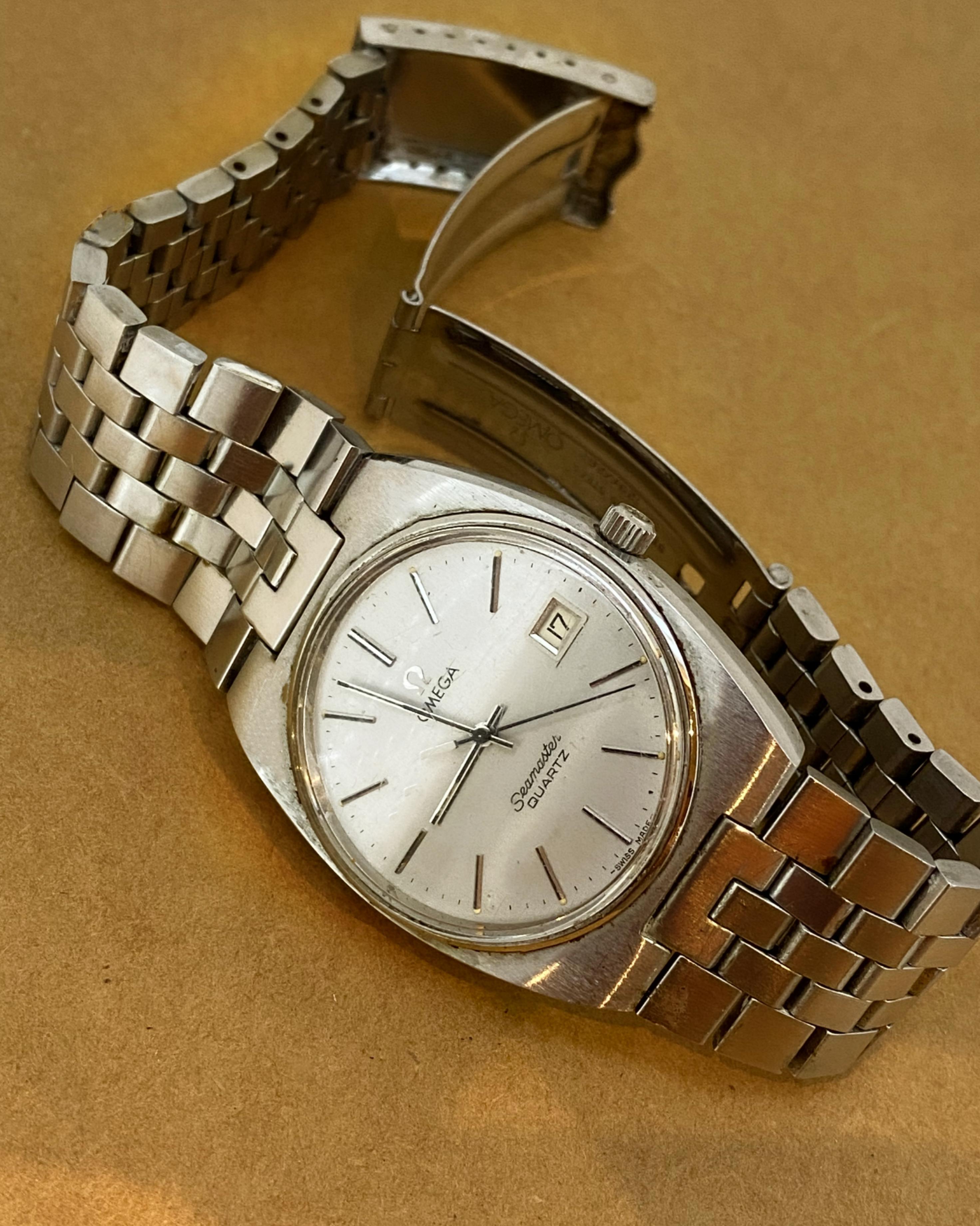 Men's Omega Seamaster Date Quartz cal 1342 35mm S/Steel Mens' Watch, Vintage c1980's. For Sale