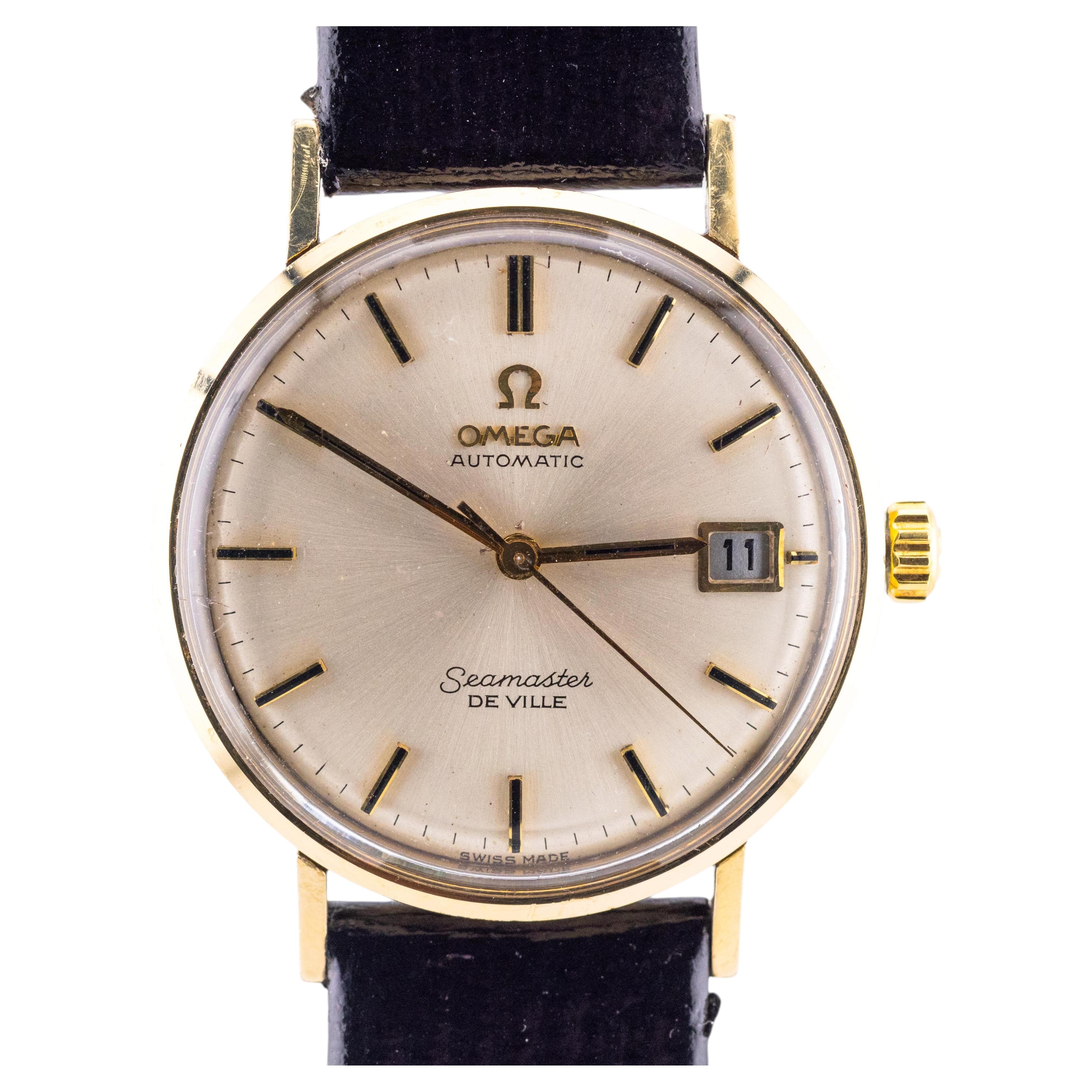 Omega Seamaster De Ville Mens Vintage Automatic Date Yellow Gold Wrist Watch