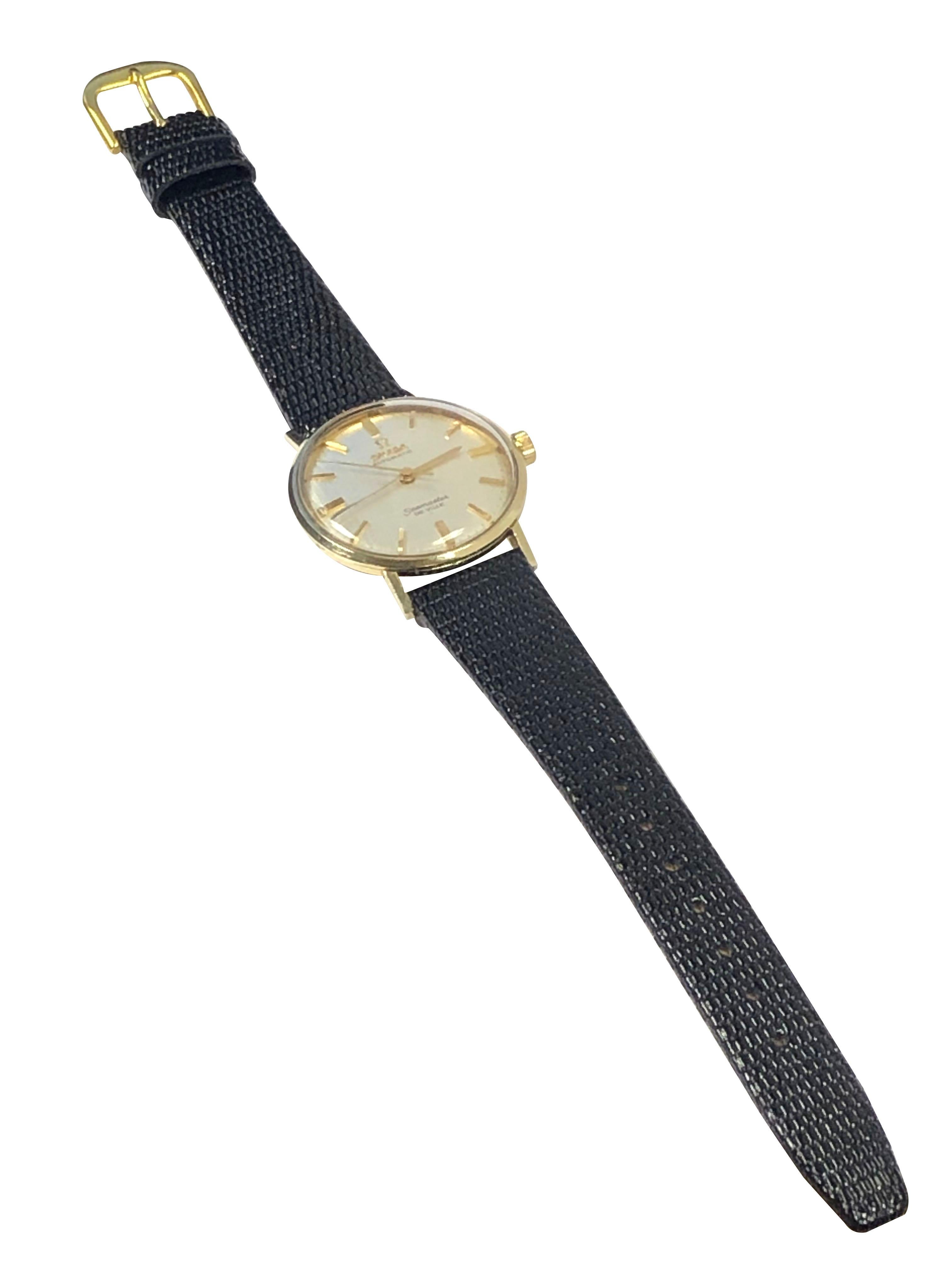 Omega Montre-bracelet Seamaster De Ville vintage en or jaune avec cadran automatique en lin en vente 1