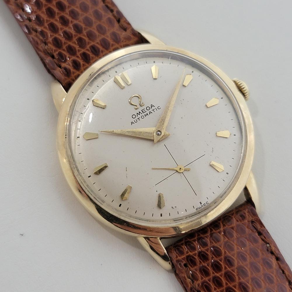 Omega cal 344 14k Gold gefüllt 32mm Herren Stoßstange Automatik 1950er Jahre Vintage RA581 im Zustand „Hervorragend“ im Angebot in Beverly Hills, CA