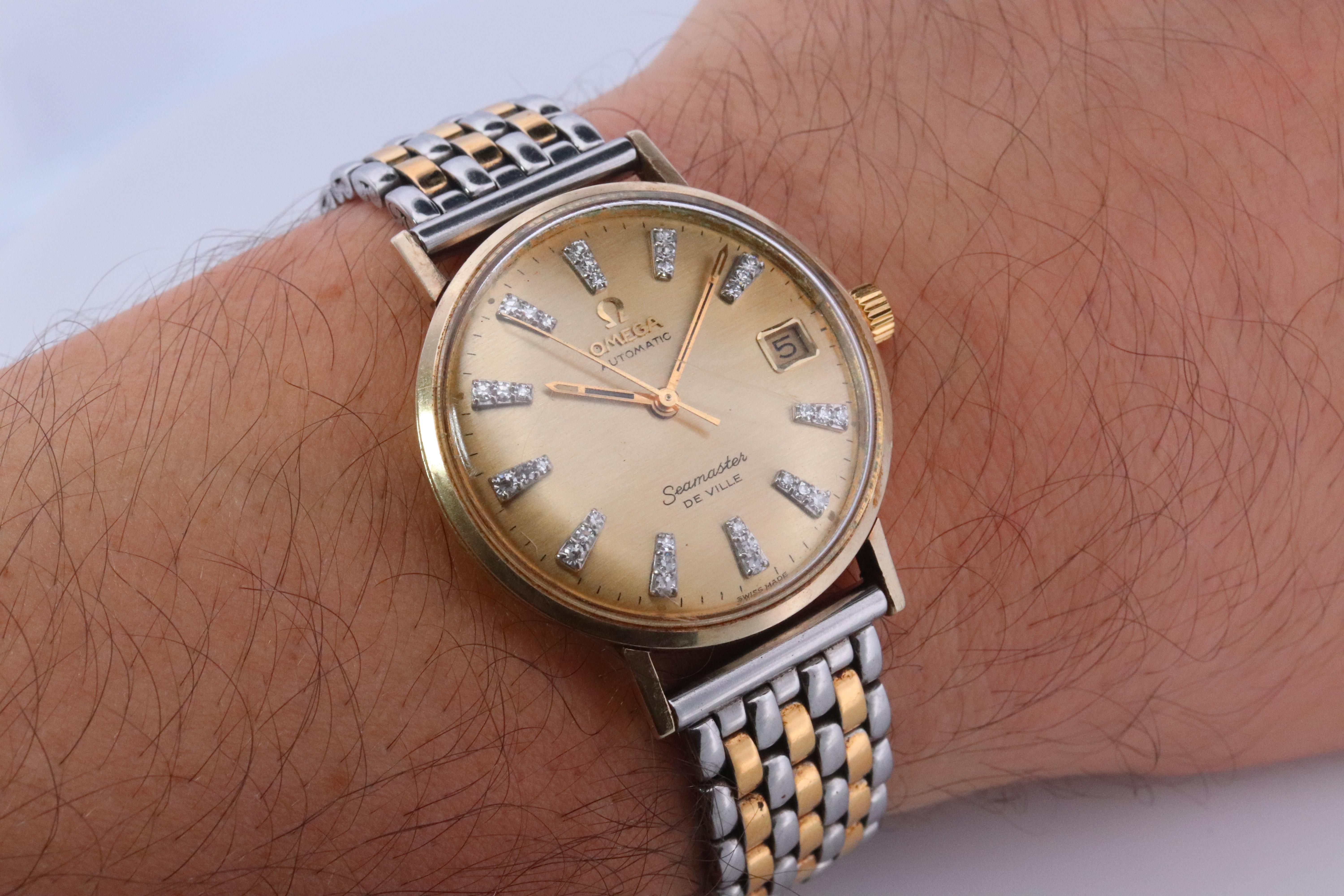 OMEGA Seamaster Diamant DeVille 14k Gold Omega Automatik SEAMASTER DEVILLE SEAMASTER DEVILLE (Rundschliff) im Angebot