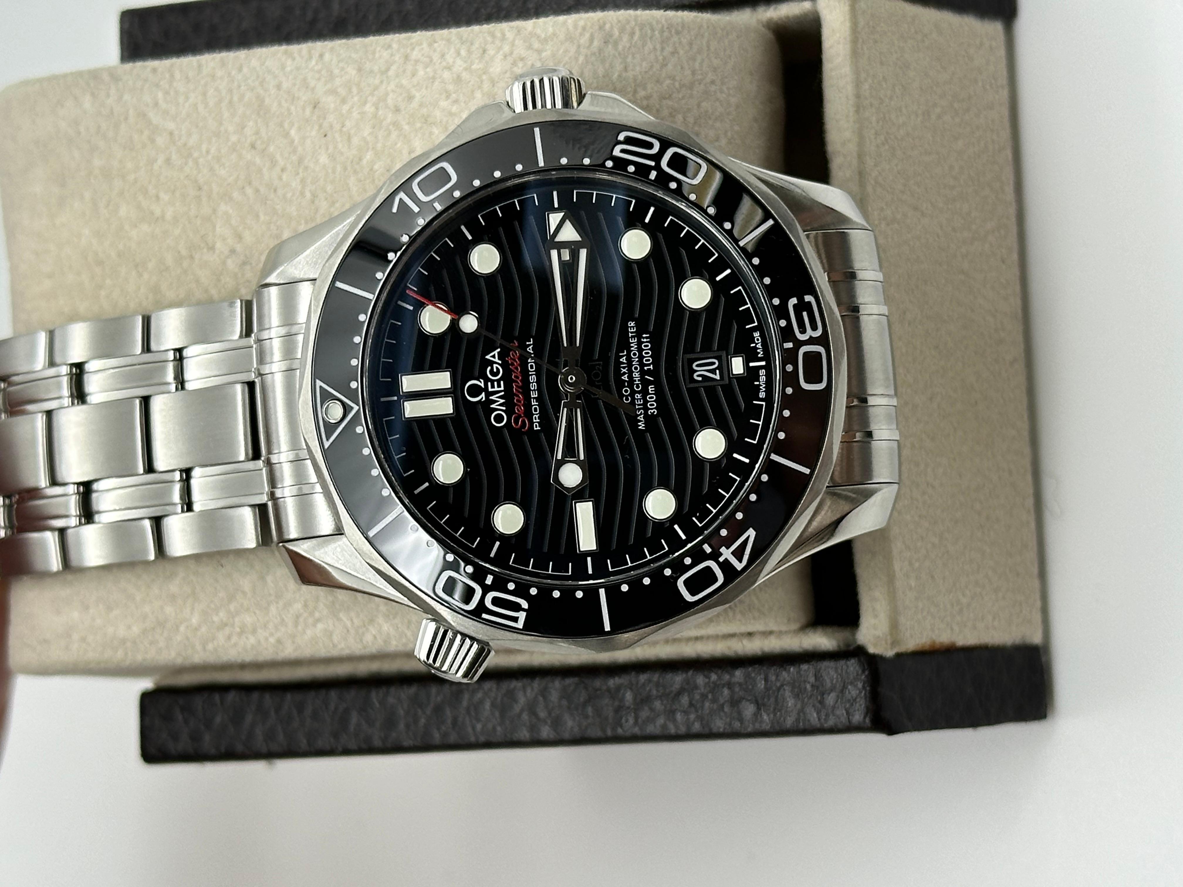 Omega Seamaster Diver 210.30.42.20.01.001 Schwarzes Wellenzifferblatt Stahlschachtelpapier 5