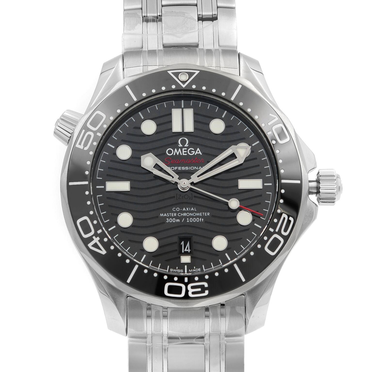This brand new Omega Seamaster 210.30.42.20.01.001 is a beautiful men's timepiece that is powered by mechanical (automatic) movement which is cased in a stainless steel case. It has a round shape face, date indicator dial and has hand sticks & dots