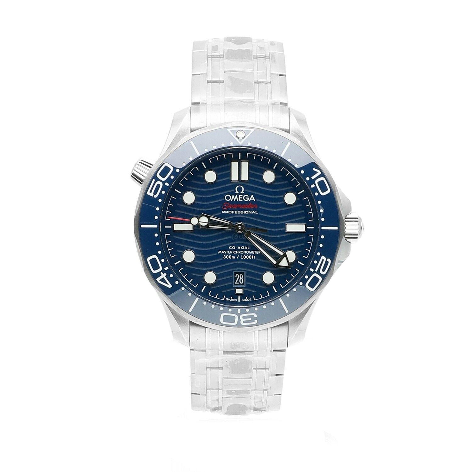 This 42 mm model is crafted from stainless steel and includes a blue ceramic bezel with a white enamel diving scale. The dial is also polished blue ceramic and features laser-engraved waves and a date window at 6 o’clock.

The skeleton hands and