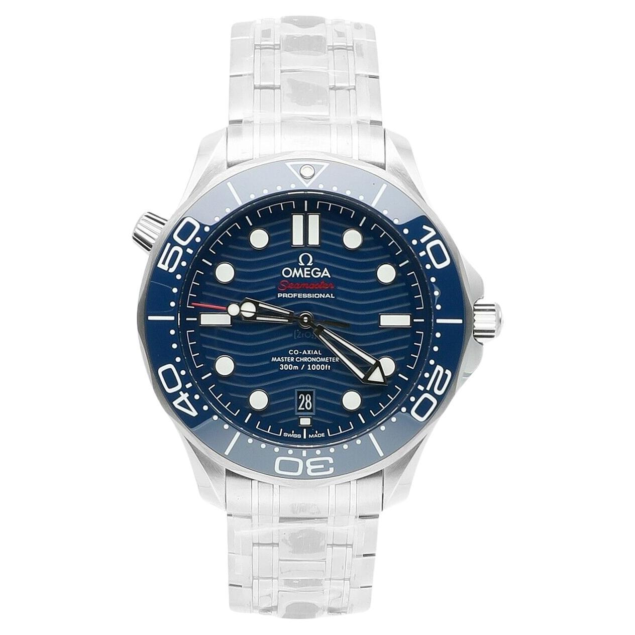 Omega Seamaster Diver 300 M Automatik Stahl Herrenuhr mit blauem Zifferblatt 210.30.42.20.0