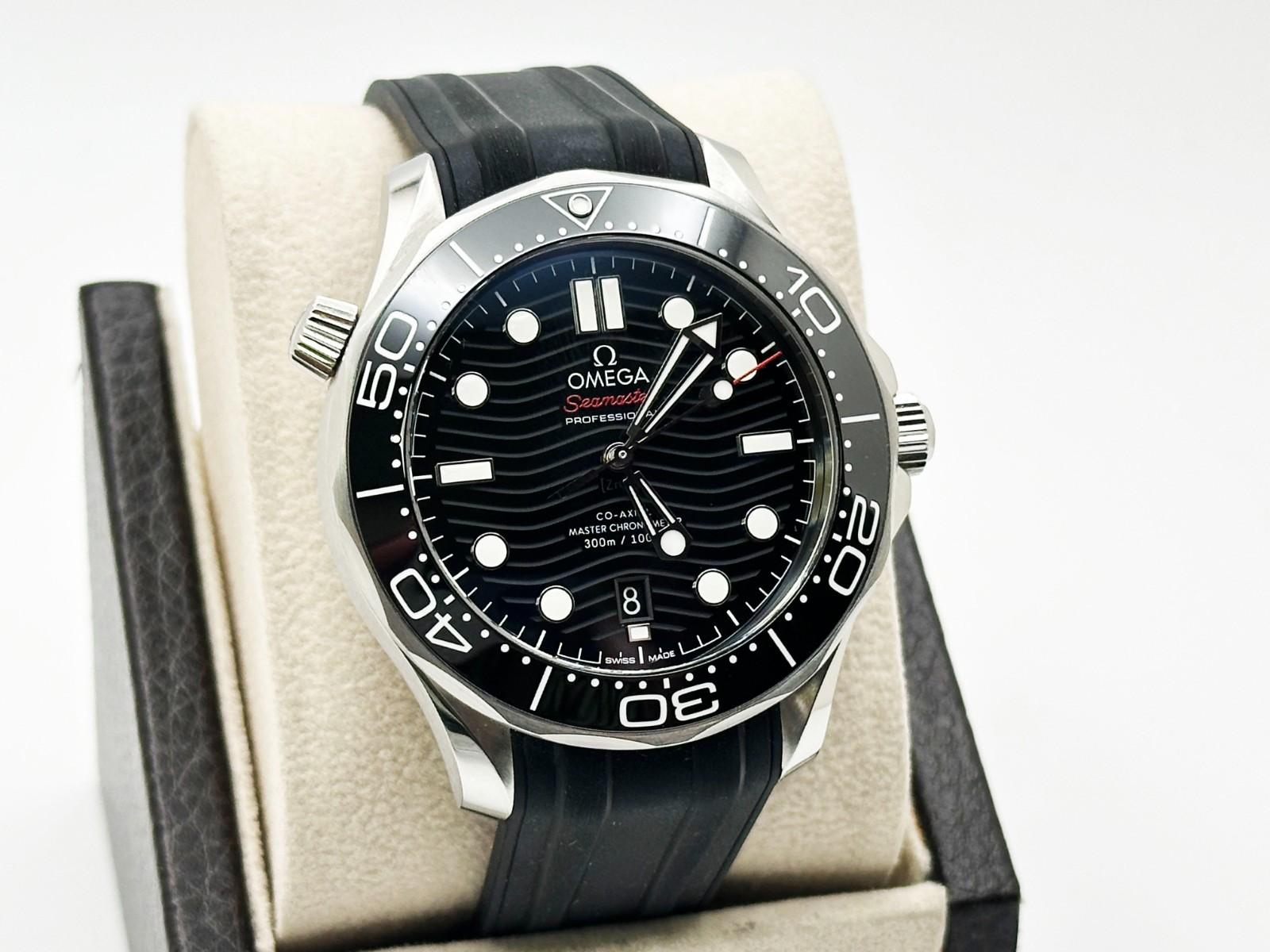 Omega Seamaster Diver 300M 210.32.42.20.01.001 Stahl Gummiband Papier Herren