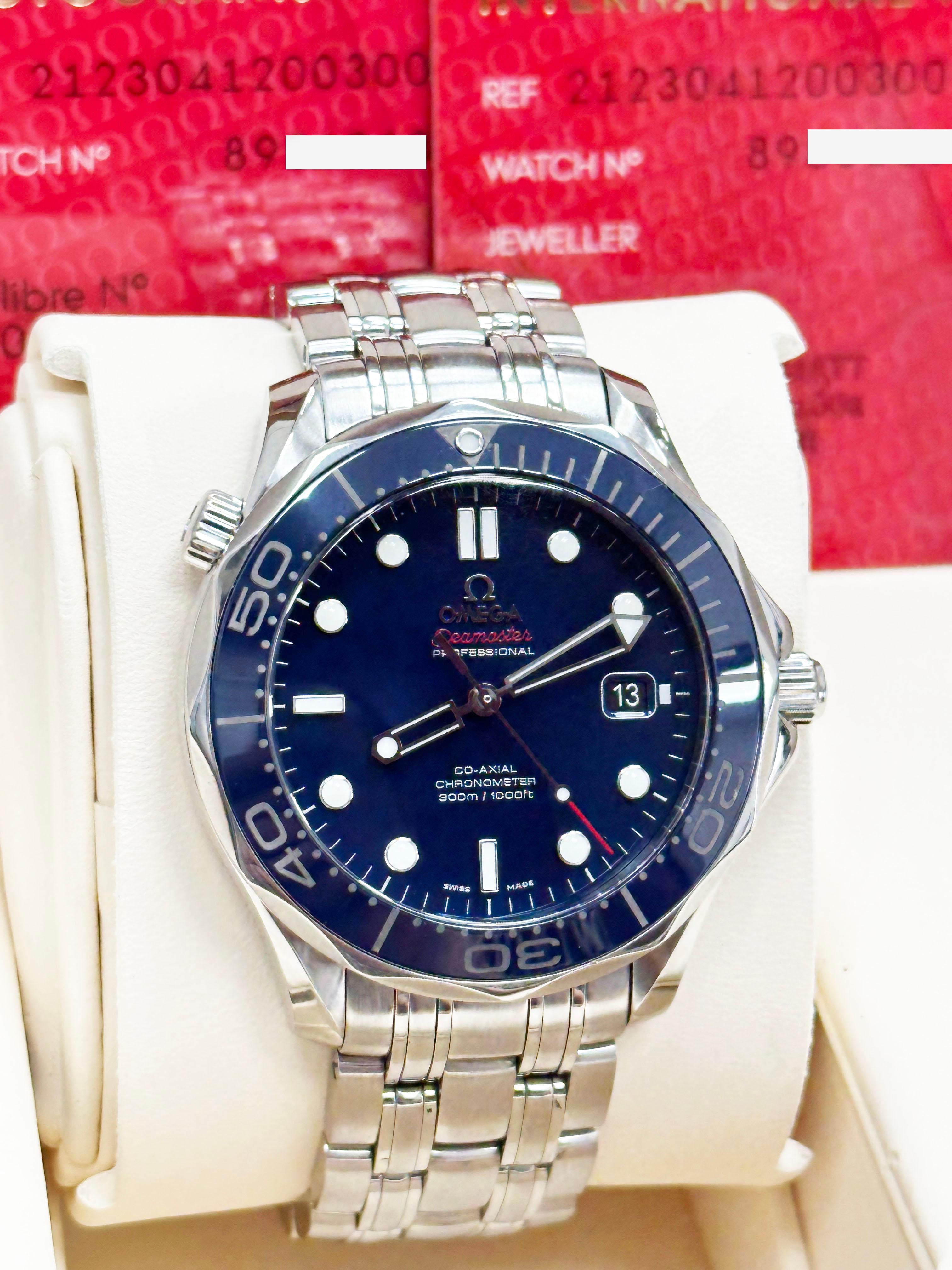 Omega Seamaster Diver 300M 212.30.41.20.03.001 Blau Edelstahl Box Papier im Angebot 6