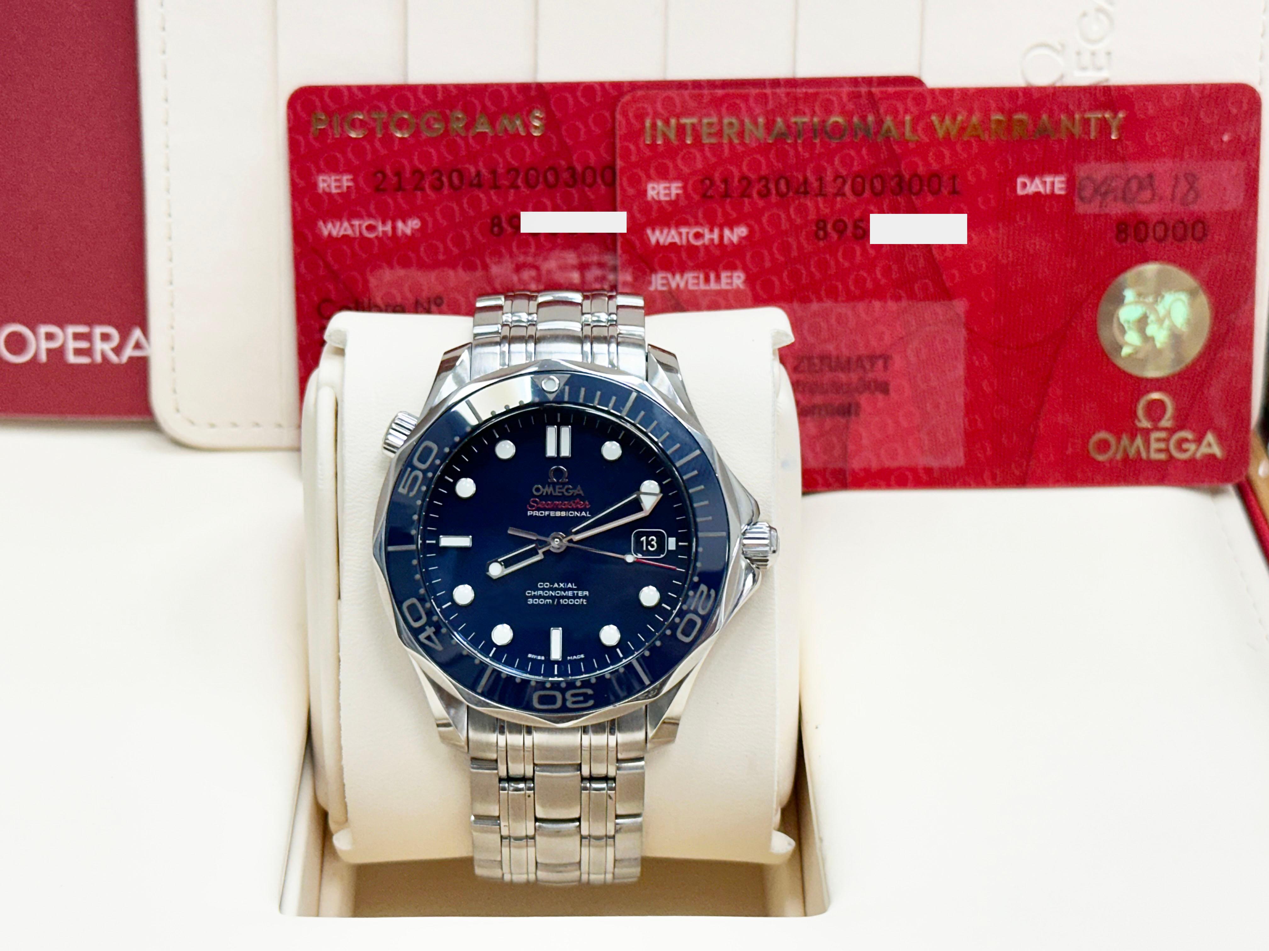Omega Seamaster Diver 300M 212.30.41.20.03.001 Blau Edelstahl Box Papier im Angebot 5
