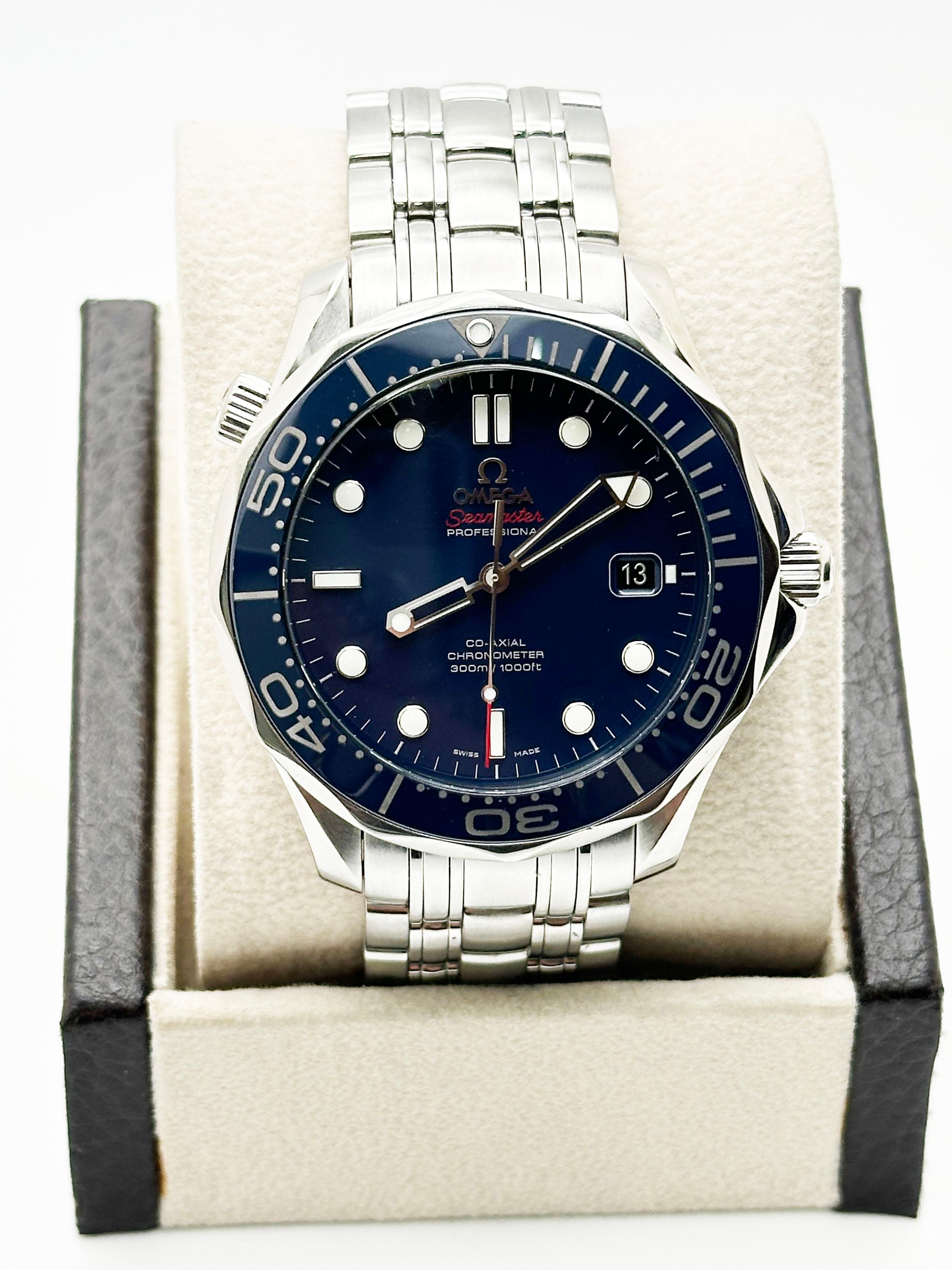 Omega Seamaster Diver 300M 212.30.41.20.03.001 Blue Stainless Steel Box Paper