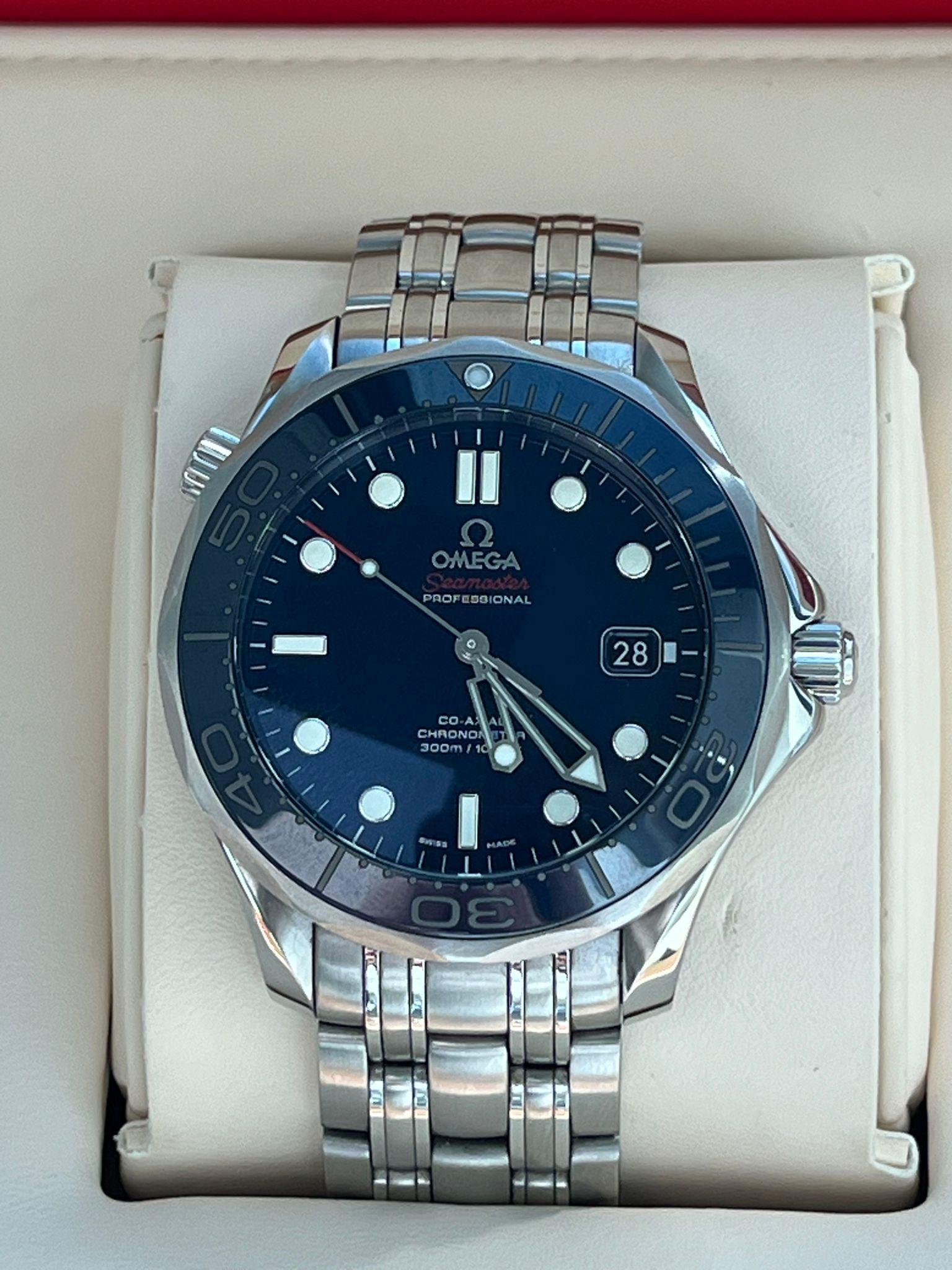 Women's or Men's Omega Seamaster Diver 300M 41mm Blue Bezel Blue Dial Watch 212.30.41.20.03.001 For Sale