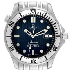 omega seamaster steel bezel Omega Seamaster Diver 300m 41mm Blue Wave Dial Steel Mens Watch 2542.80.00 Card