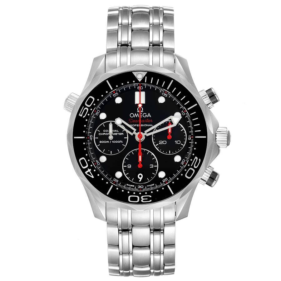 Omega Seamaster Diver 300M 42mm Herrenuhr 212.30.42.50.01.001 Box-Karte. Automatisches Chronographenwerk mit Automatikaufzug, Säulenradmechanismus und Co-Axial-Hemmung. Freie Spiralfeder-Unruh mit Si14 Silizium-Unruhspirale. Offiziell zertifizierter