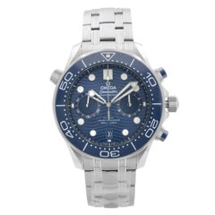 Omega Seamaster Diver 300M Chrono Steel Blue Dial Mens Watch 210.30.44.51.03.001