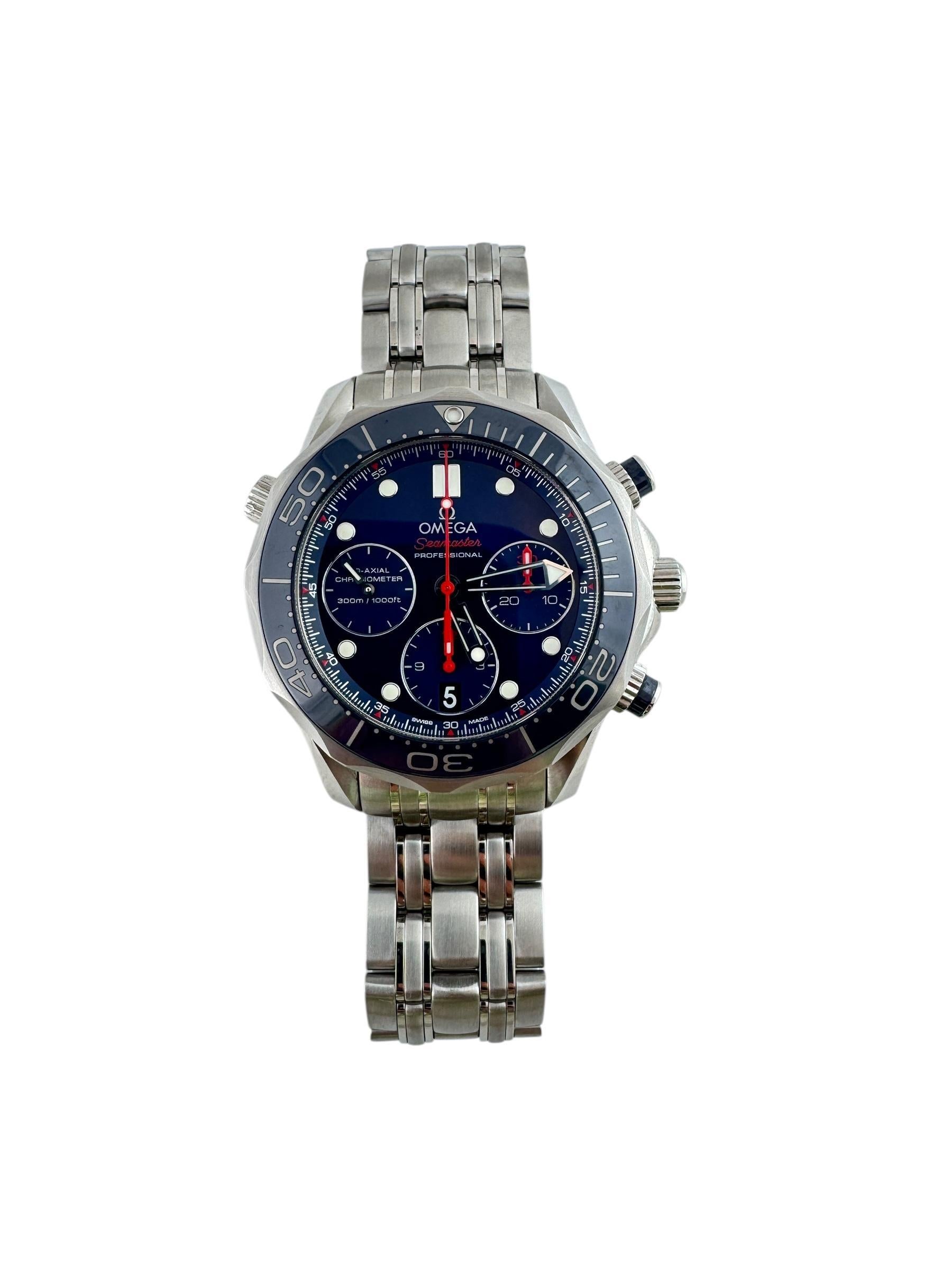 Contemporaneo Omega Seamaster Diver 300m Chronograph Orologio da uomo Si14 Steele  #20307 in vendita