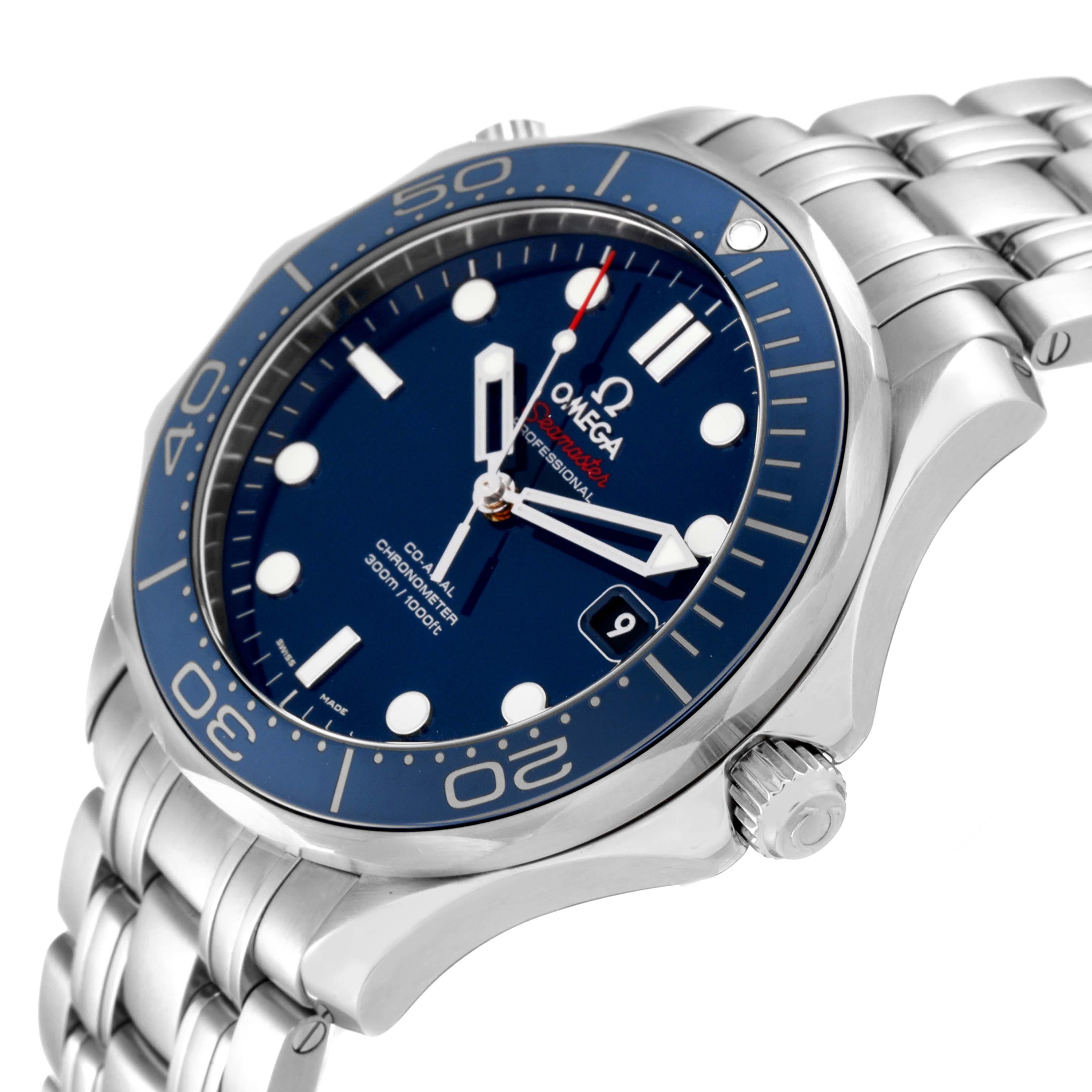 Omega Seamaster Diver 300M Co-Axial Steel Mens Watch 212.30.41.20.03.001 Card For Sale 1